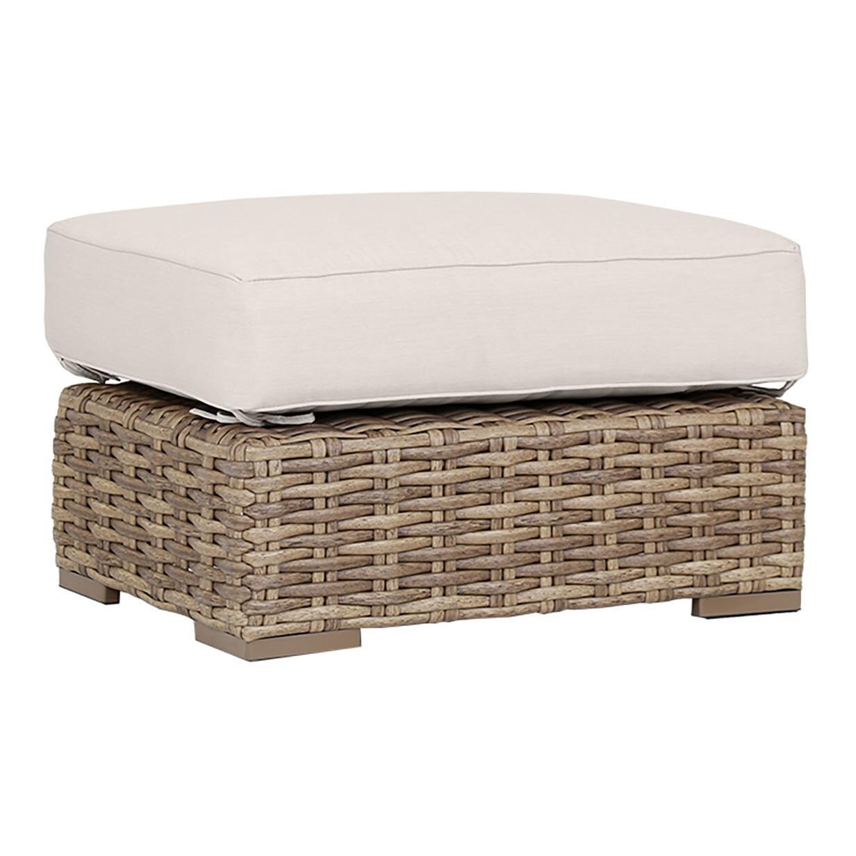 Havana Wicker Ottoman in Tobacco/Canvas Natural by Sunset West