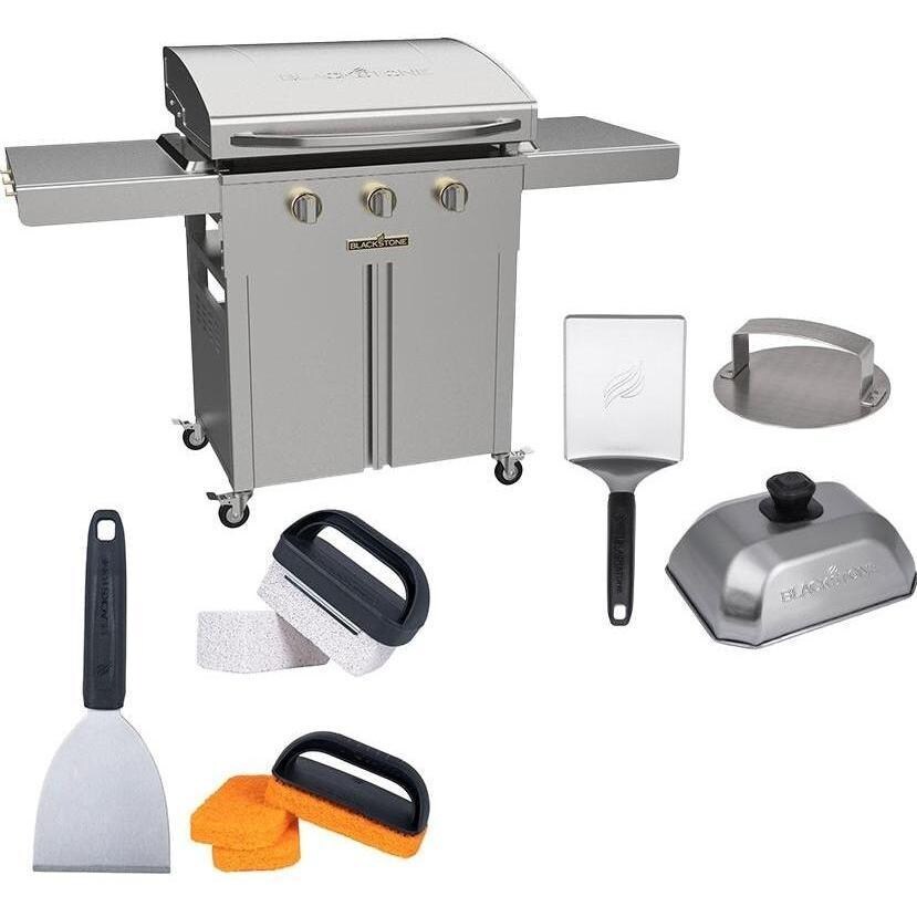 Blackstone 6009 Select 28 Inch Griddle W/ Cabinet and Hamburger & Cleaning Kit - Bundle - White Background thumbnail