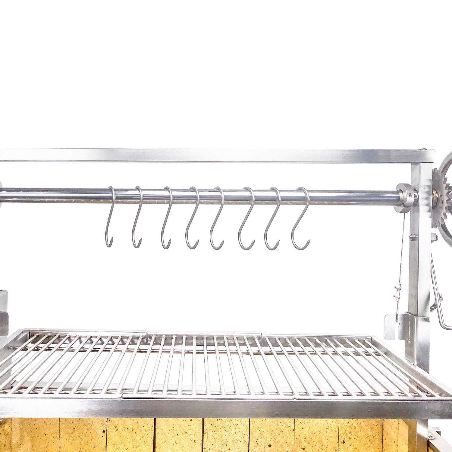 Tagwood BBQ BBQ03SSF Fully Assembled All Stainless Steel Argentine Santa Maria Wood Fire & Charcoal Grill - S-Shaped Meat Hooks