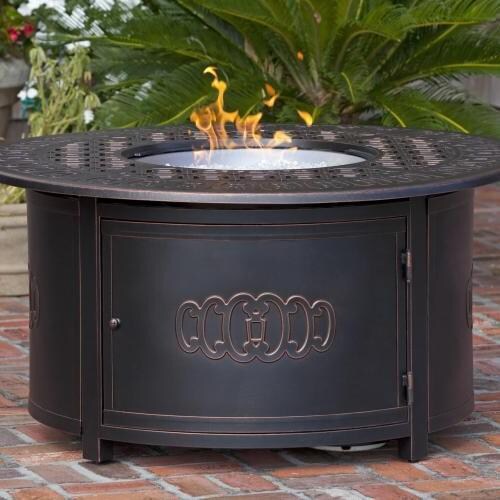 Ultimate Patio Cabin Parc 50,000 BTU Propane Round Fire Pit Table - Cast Aluminum - 62262 thumbnail