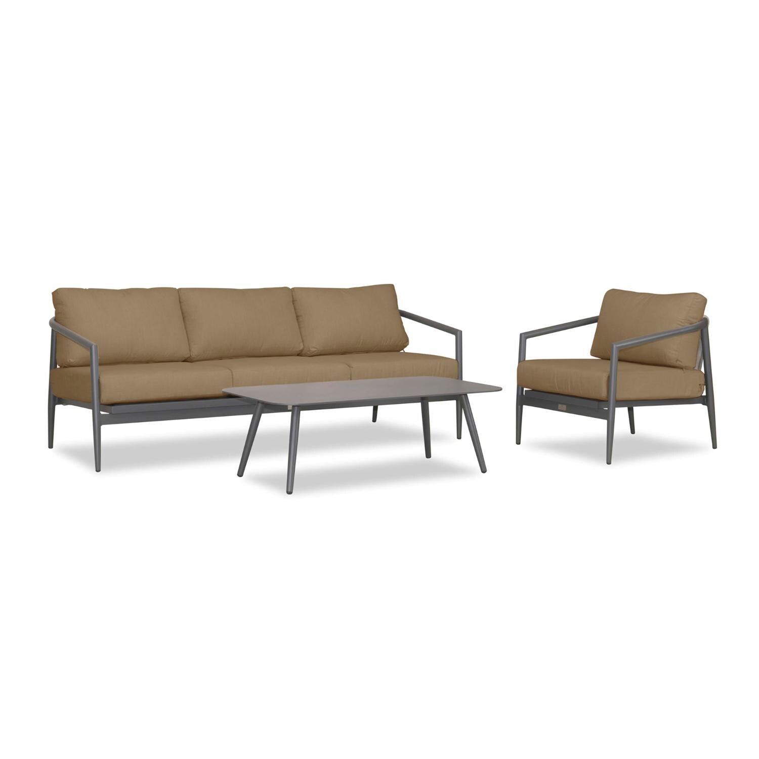 Lakeview Midnight Cove 3 Pc Aluminum Sofa Seating Set in Slate/Pebble Gray/Heather Beige - Angled - White Background thumbnail