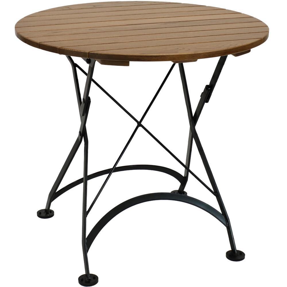 Ultimate Patio 32-Inch European Chestnut Wood Folding Round Bistro Table - Full View thumbnail