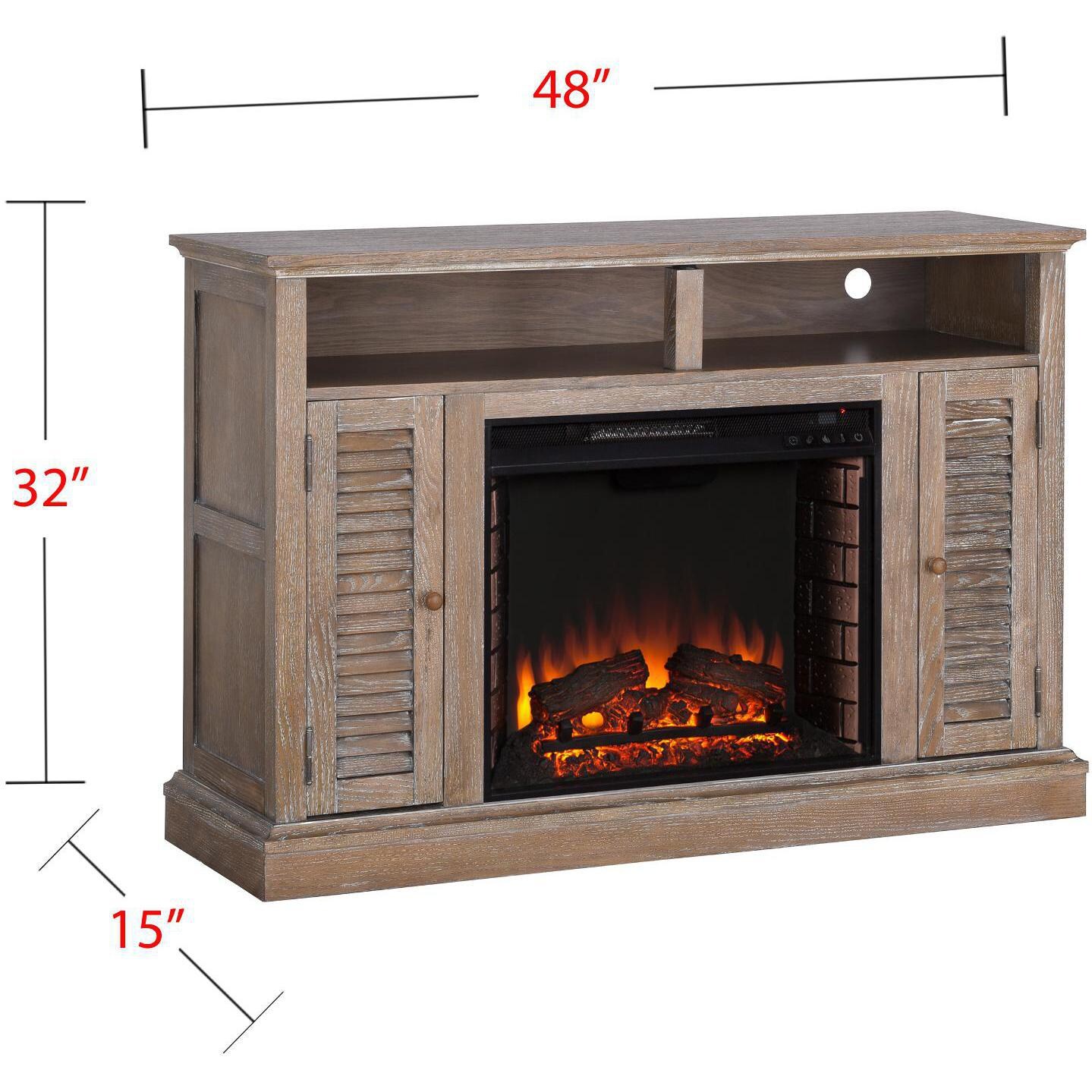 Southern Enterprises Antebellum 48-Inch Electric Fireplace Media Console - Burnt Oak - FE9335 - Measurements thumbnail