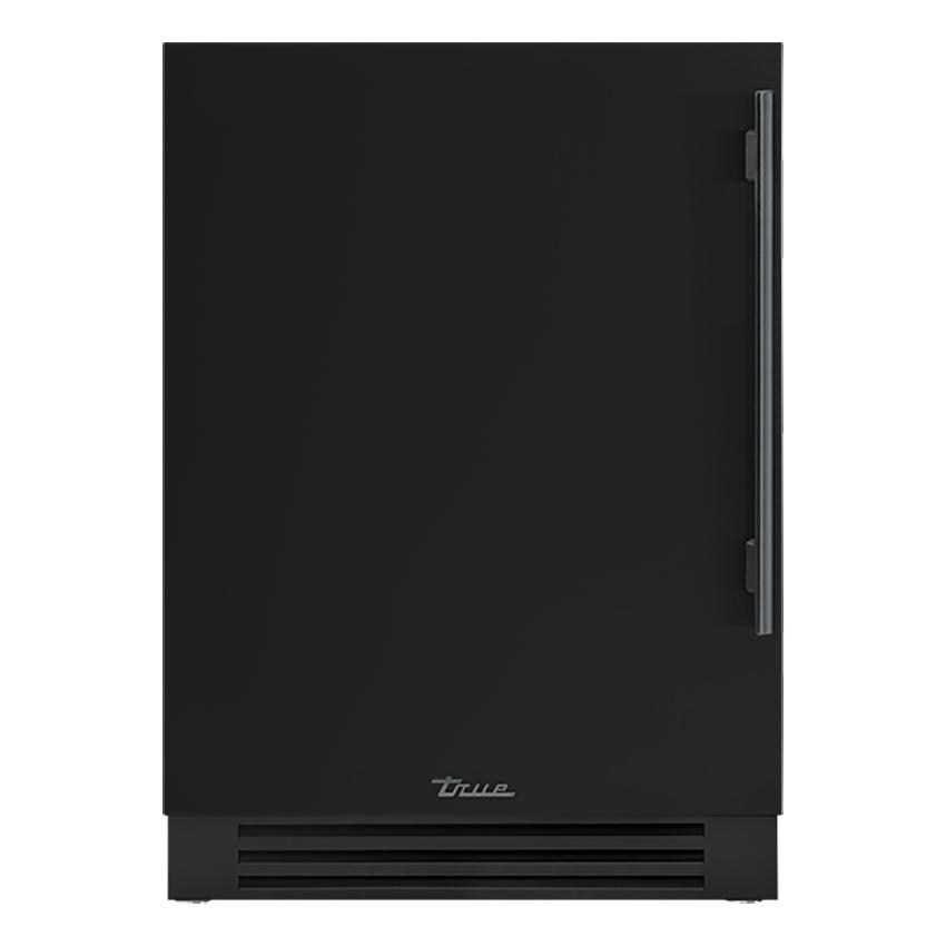 True TUR-24-L-OP-C~DSK-027-H05 24 Inch 5 Cu. Ft. Left Hinge Outdoor Refrigerator in Matte Black w/ Pewter Handles - White Background thumbnail
