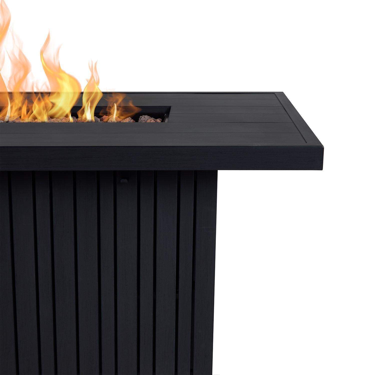 Westlook 52 Inch Rectangular Propane Fire Pit Table in Black Coral by Lakeview - Side View - Detail thumbnail