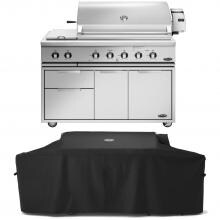 DCS Series 7 Traditional 48-Inch Propane Gas Grill With Double Side Burner & Rotisserie On DCS CAD Cart W/ Grill Cover - BH1-48RS-L