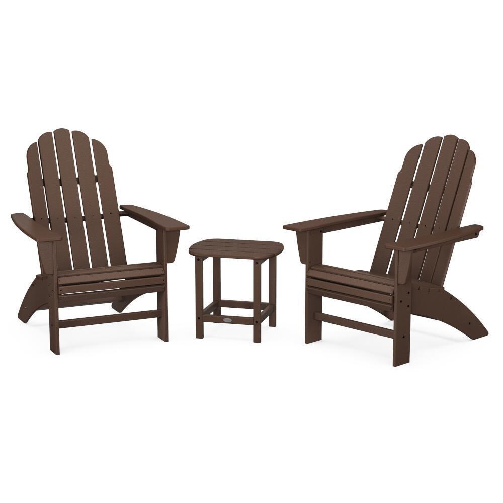 POLYWOOD Mahogany Vineyard 3-Piece Curveback Adirondack Set w/ South Beach 18-Inch Side Table thumbnail