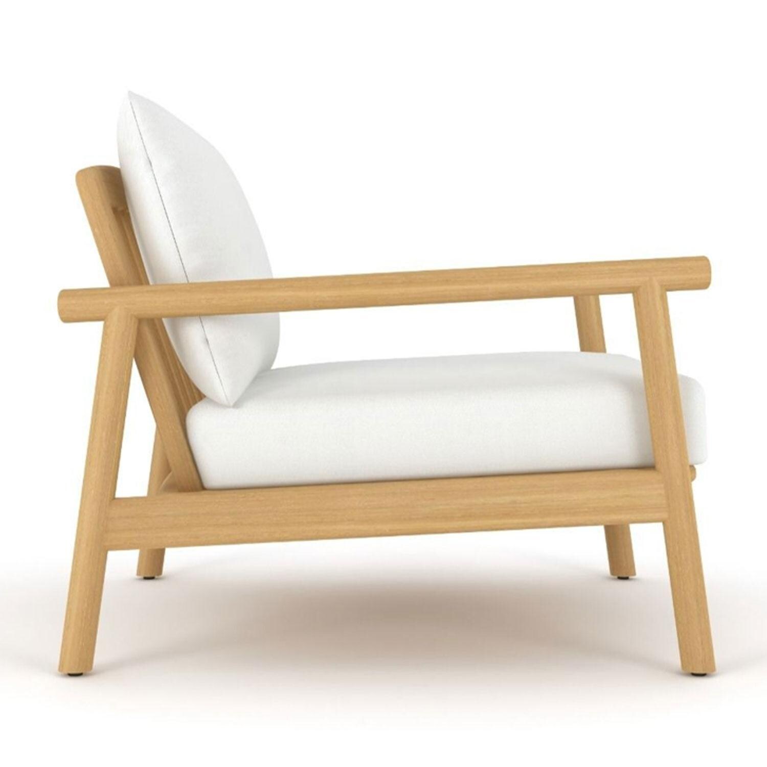Seville Club Chair w/ White Cushions by Royal Teak Collection - Side View - White Background thumbnail
