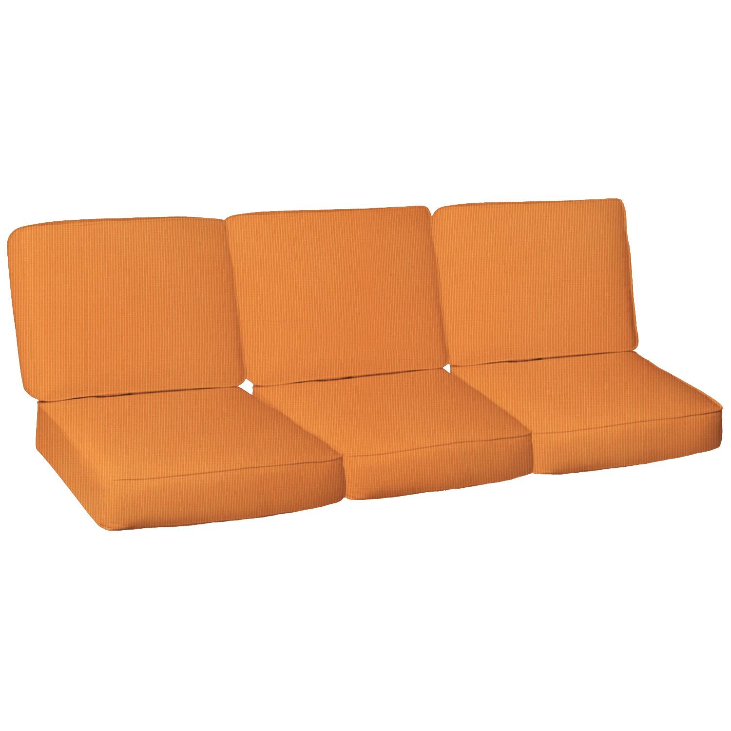 Sunbrella Canvas Tangerine 6 Piece Small Outdoor Replacement Sofa Cushion Set W/ Piping By UltimatePatio.com thumbnail