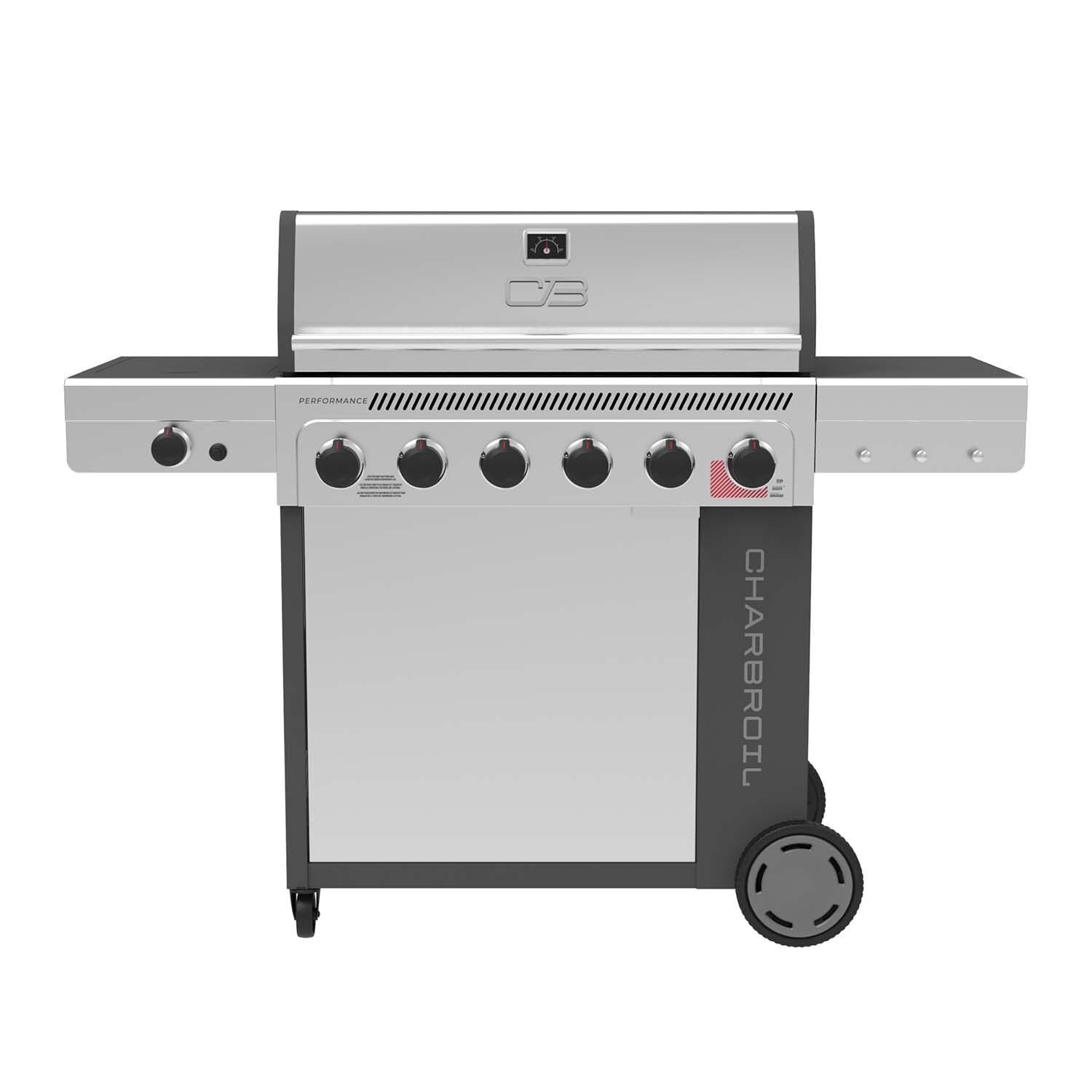 Charbroil 463286125 6-Burner Propane Grill - Grey & Stainless - White Background thumbnail