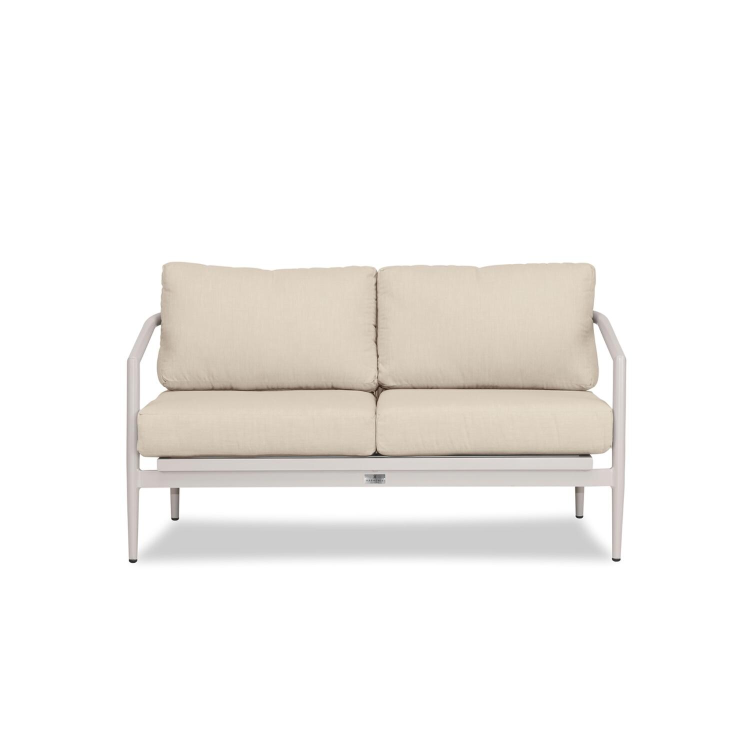 Lakeview Midnight Cove 2 Person Aluminum Loveseat in Urban Stone/Carrera/Canvas Flax - White Background thumbnail