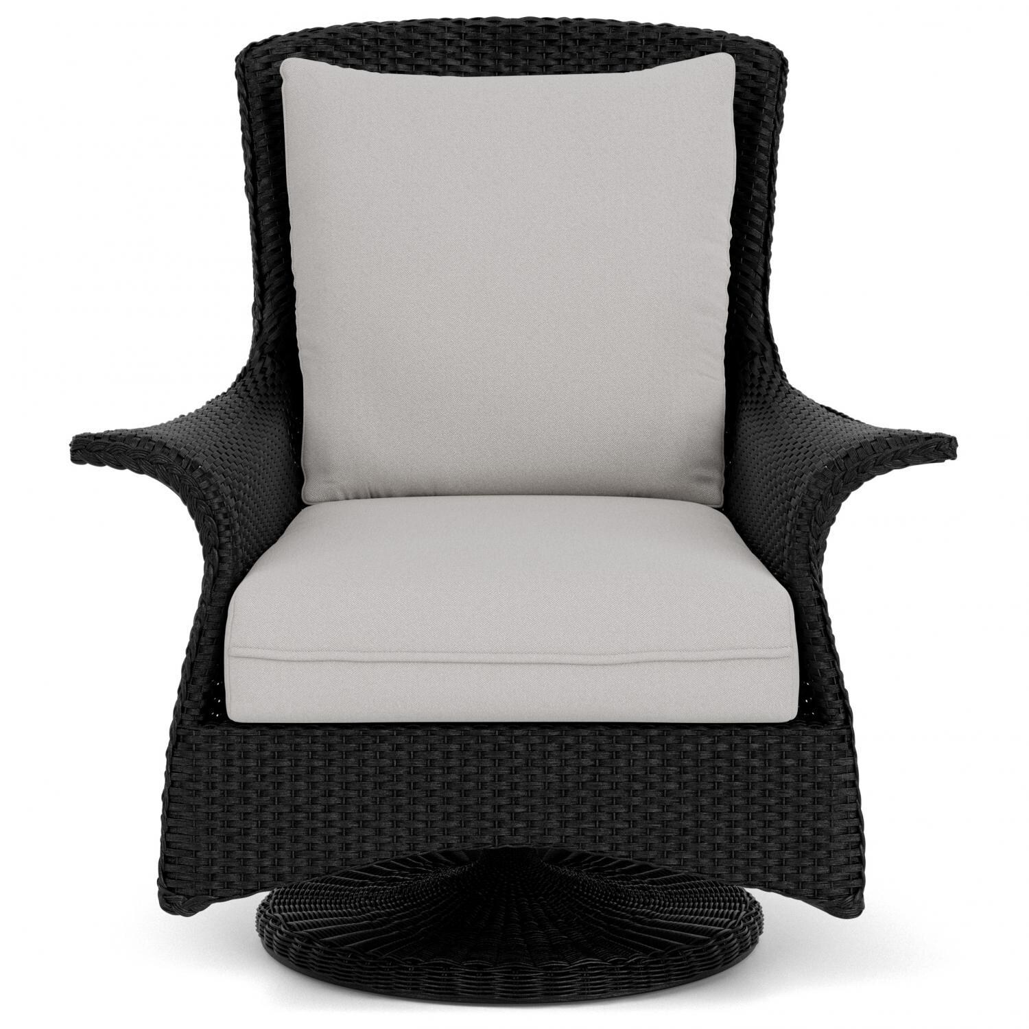 Lloyd Flanders Mandalay Swivel Rocker Lounge Chair in Ebony Finish with Tundra Dove fabric thumbnail