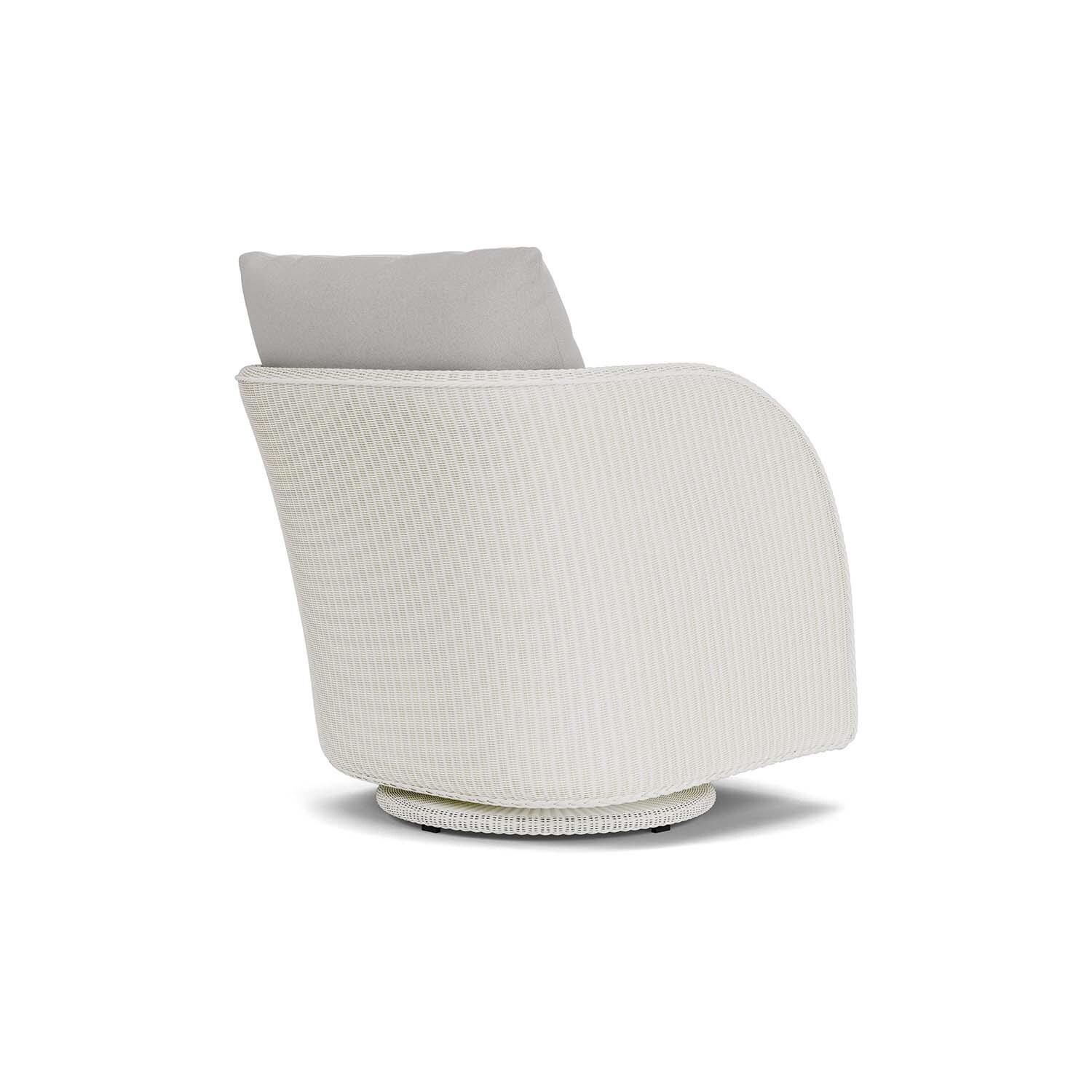 Lloyd Flanders Essence Swivel Glider Lounge Chair W/Tundra Dove Fabric - Matte White Finish - Back Right thumbnail