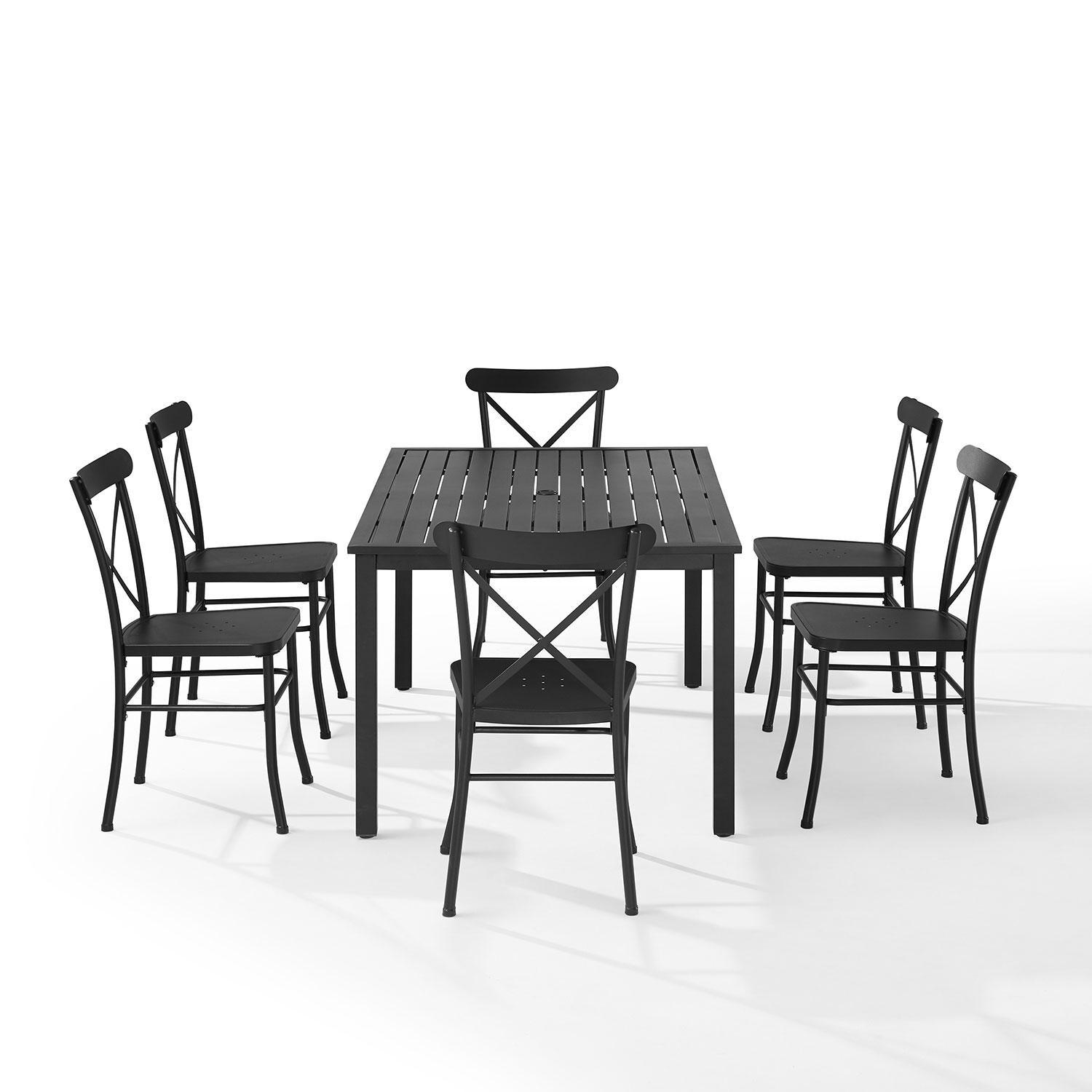 Ultimate Patio UP-92539MB 7Pc Outdoor Dining Set in Black - Front View - White Background thumbnail