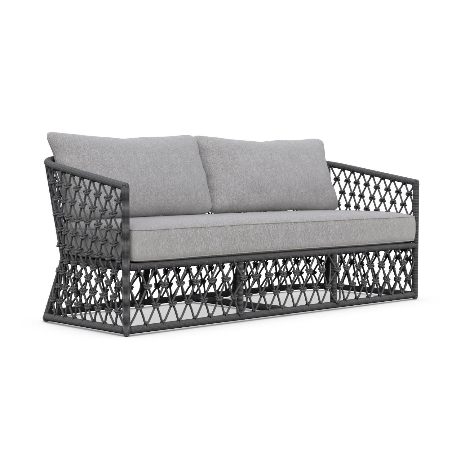 Azzurro Living AME-R07S3-CU Amelia Woven Rope Sofa in Ash/Fog - Angled - White Background thumbnail