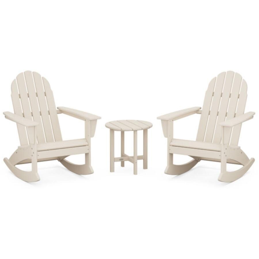 Vineyard 3 Pc Recycled Plastic Adirondack Rocking Chair Set in Sand by POLYWOOD