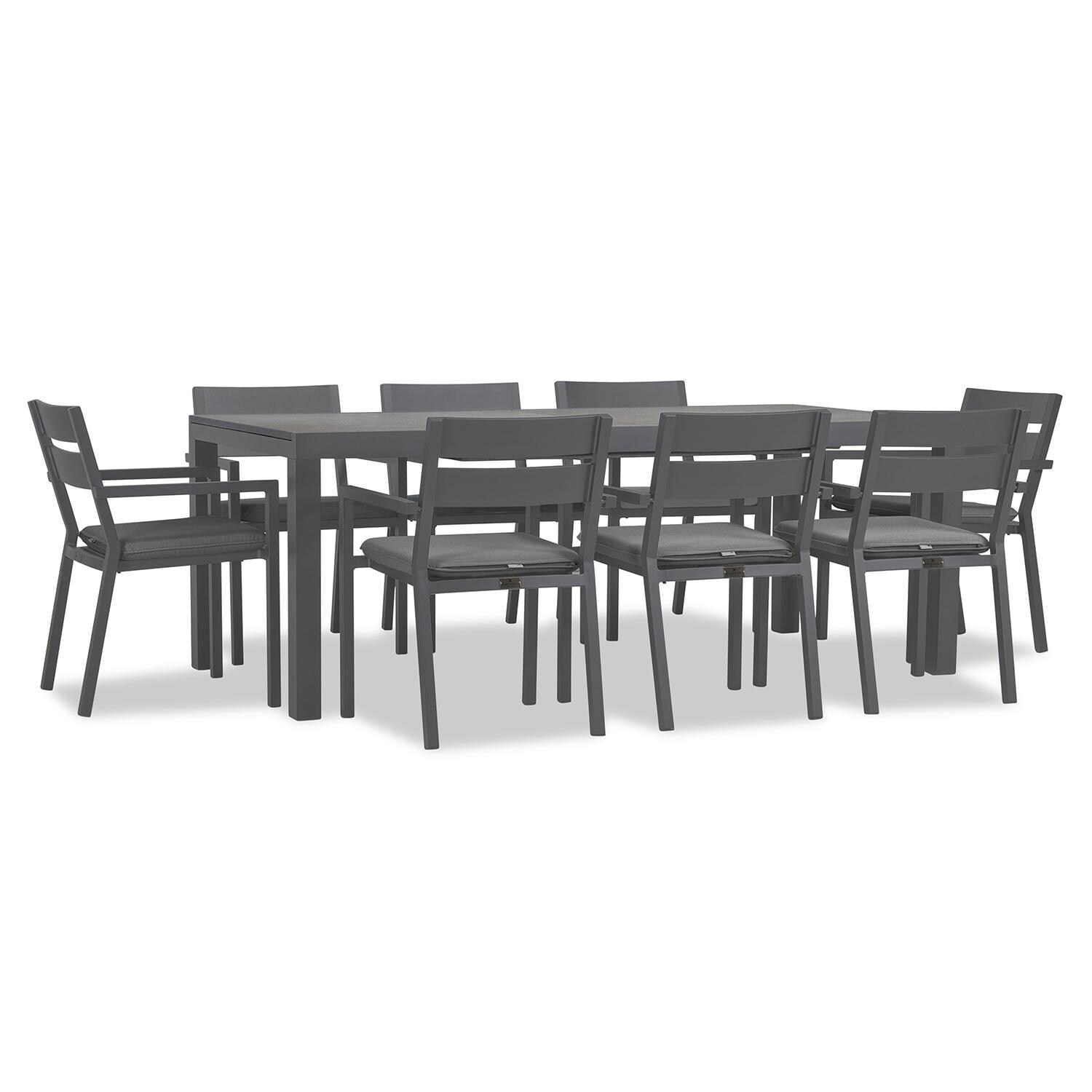 Calm Bay 9 Pc Extendable Dining Set in Slate/Concrete/Canvas Charcoal by Lakeview - White Background 2 thumbnail