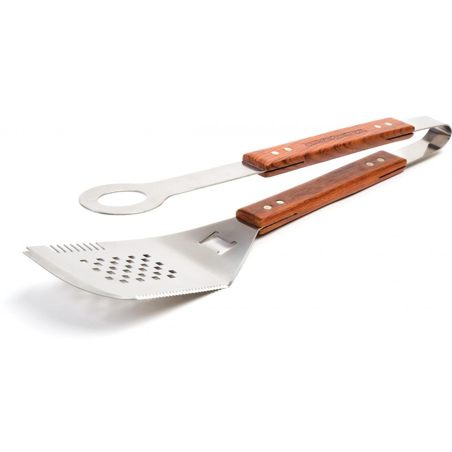 7-Inch All Purpose Stainless Steel BBQ Tongs / Spatula Grilling Tool 