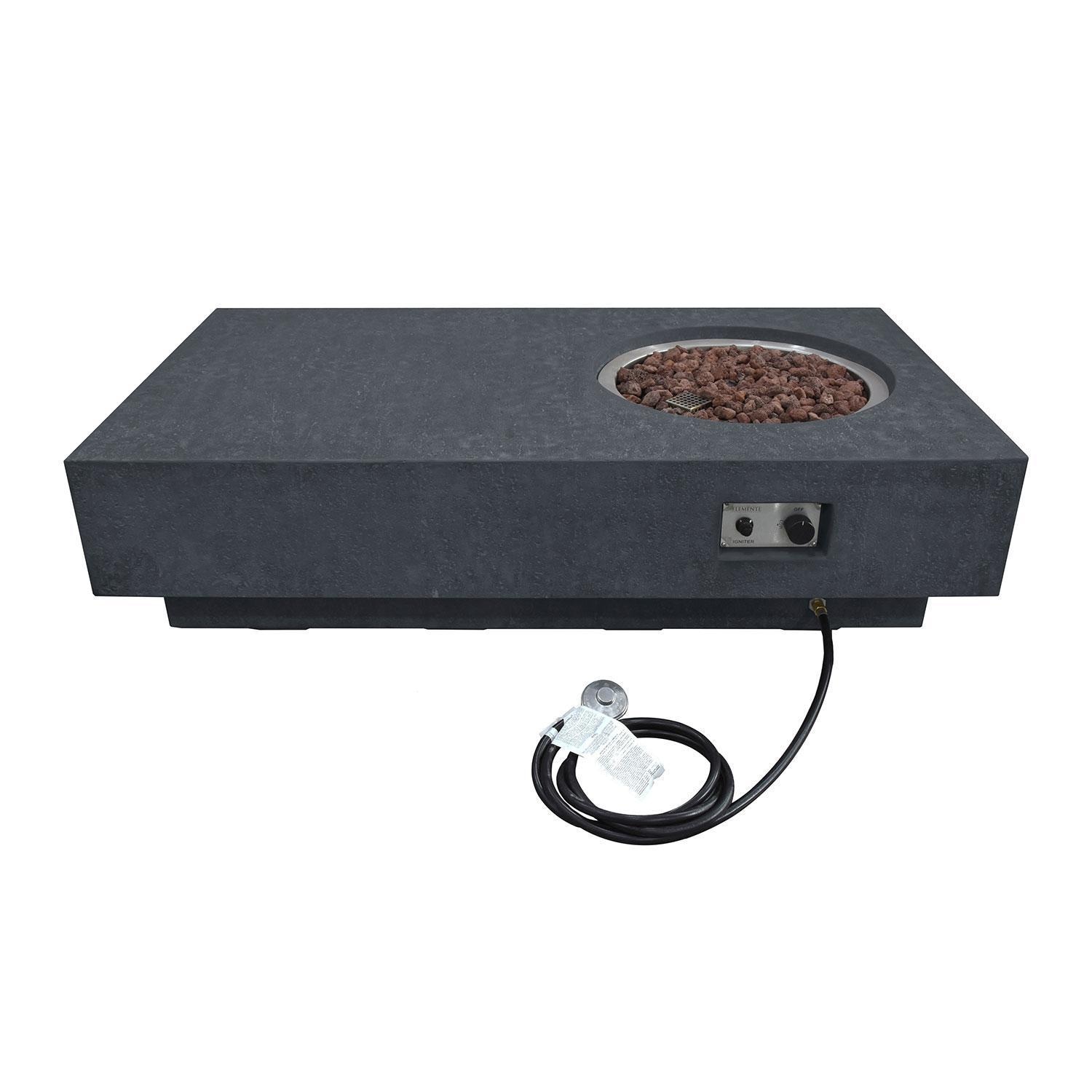 Elementi Metropolis 56-Inch Rectangle Propane Fire Pit Table - Dark Gray - OFG104DG-LP - Plug In Port - White Background thumbnail