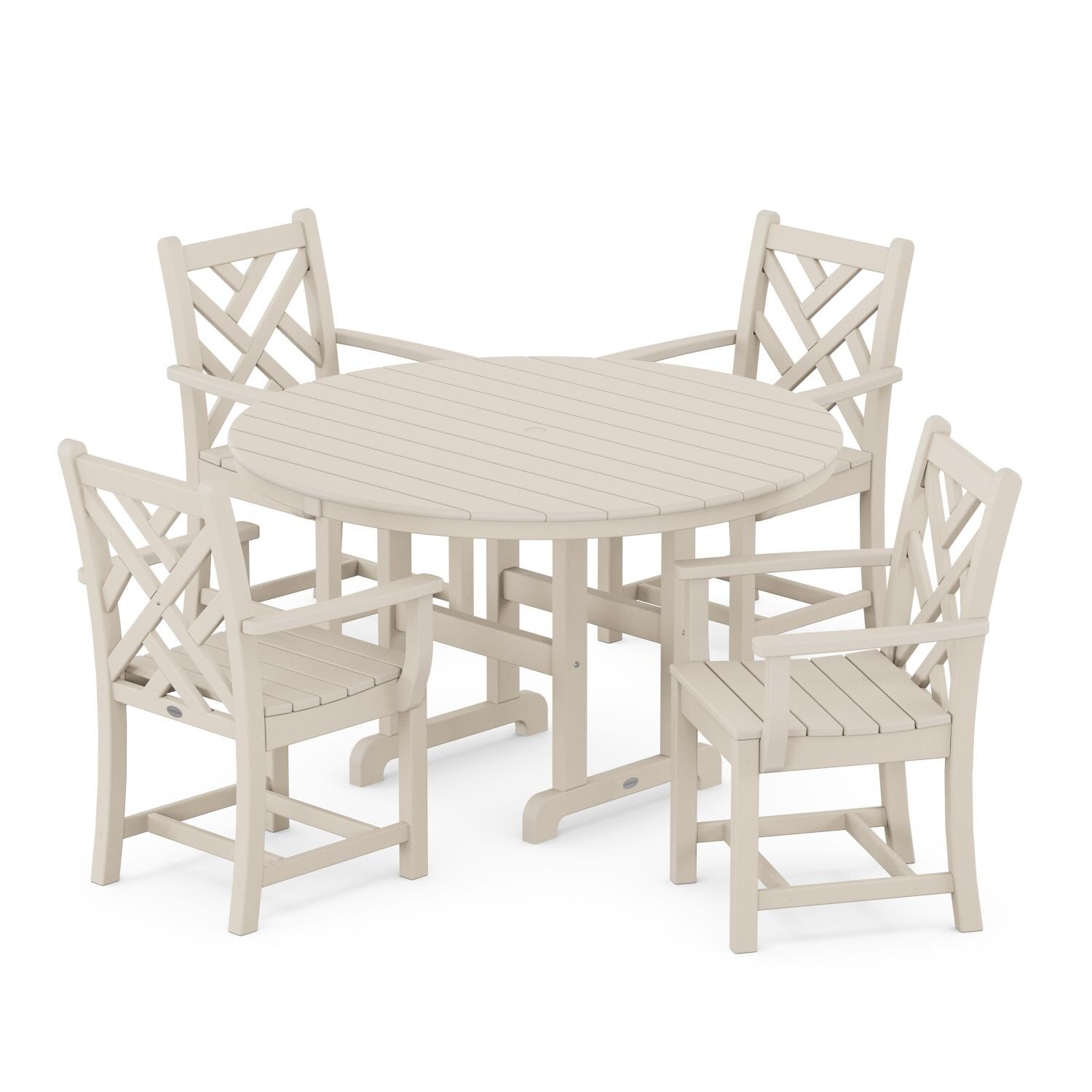 POLYWOOD 7-Piece Sand Chippendale Patio Dining Set thumbnail