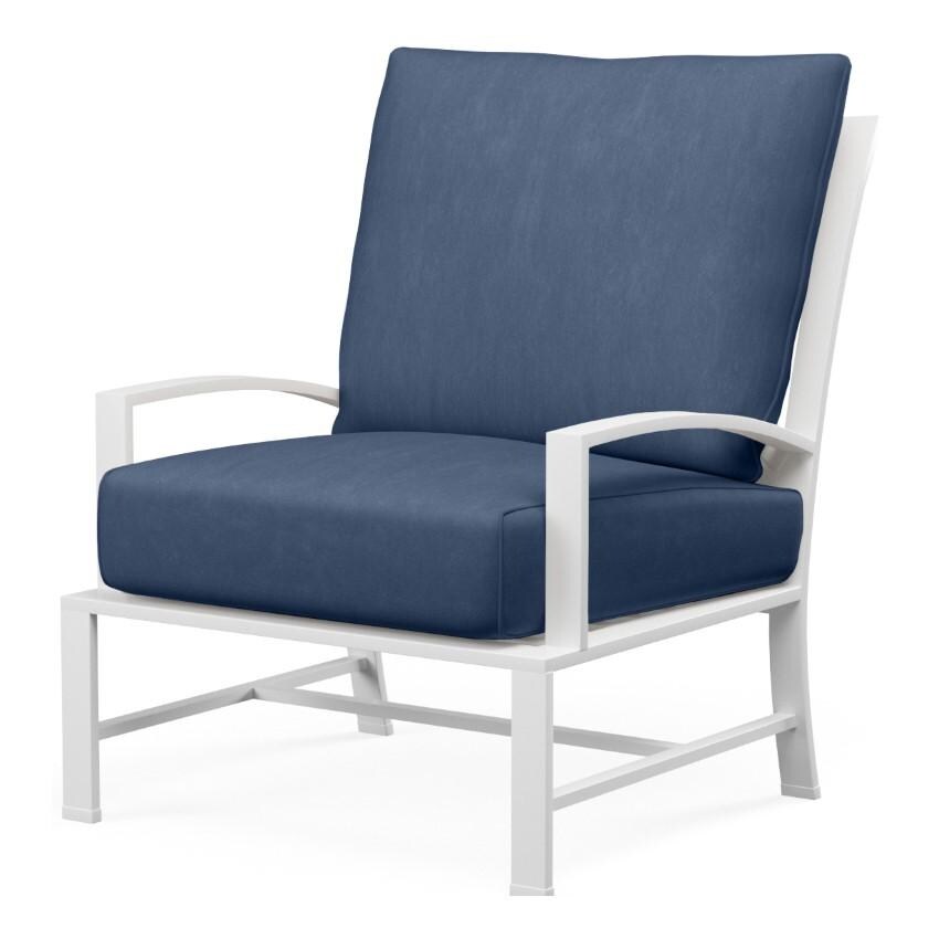 Bristol Aluminum Club Chair w/ Self Welt in White/Spectrum Indigo by Sunset West - White Background thumbnail