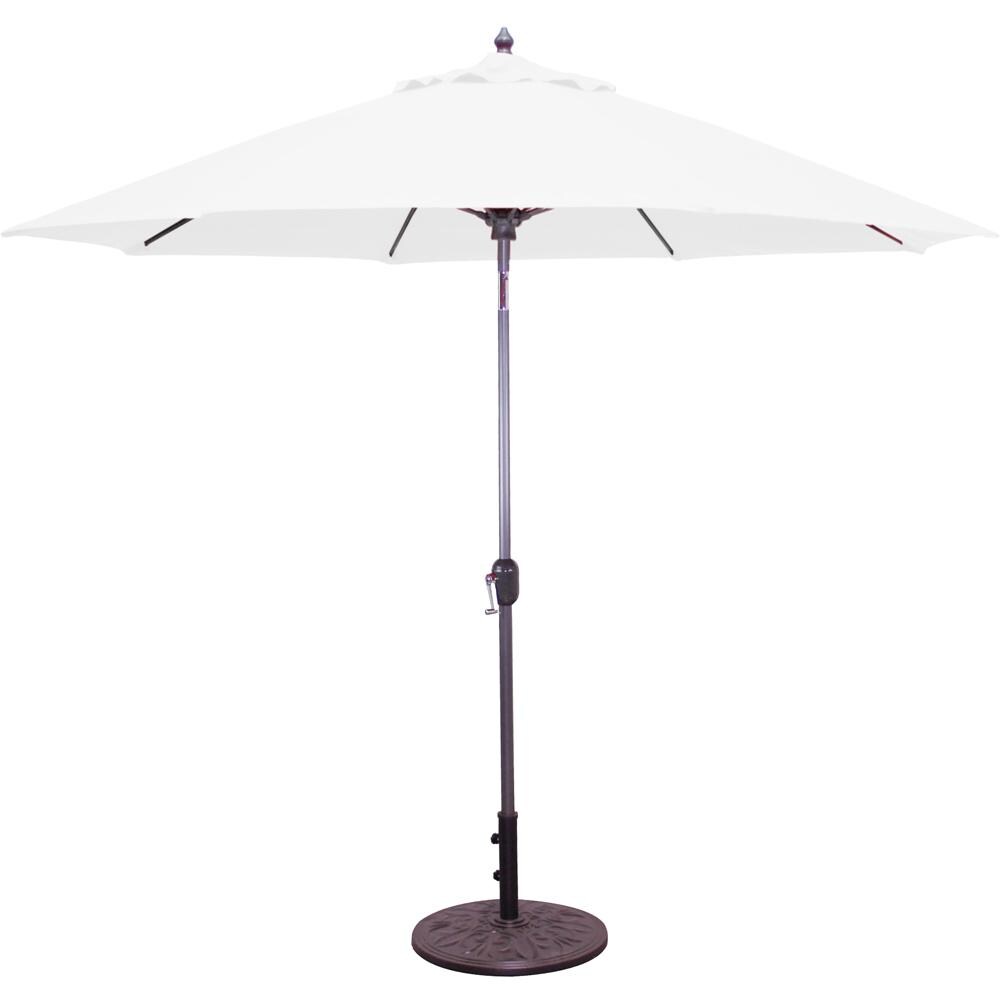 Galtech 9 Ft. Bar Height Octagonal Aluminum Patio Market Umbrella W/ Crank Lift And Auto Tilt - Charcoal Frame W/ Sunbrella Canvas Natural Canopy