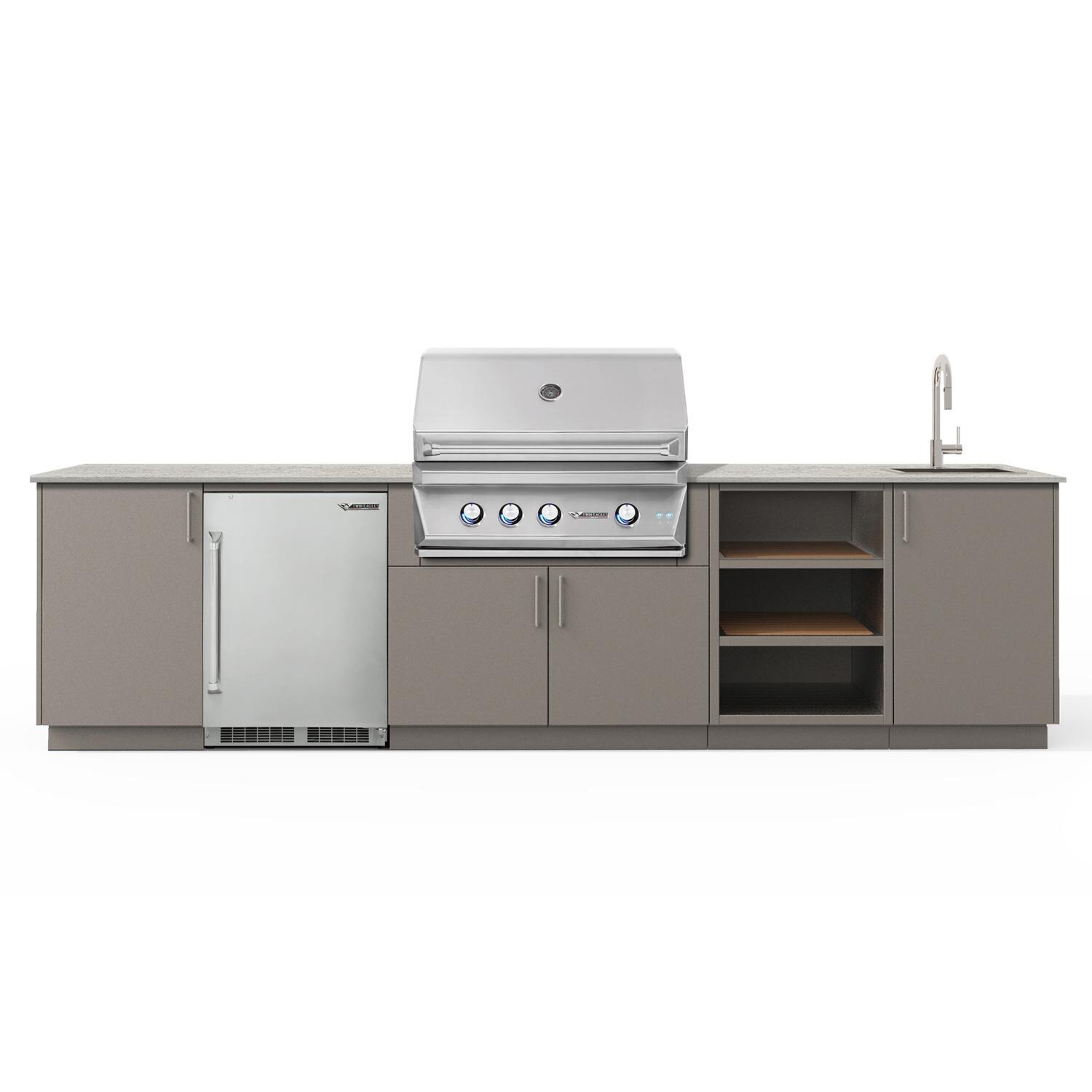 Urban Bonfire B-Breeze-36-TwinEagles-Keon-Clay Breeze 36 Outdoor Kitchen w/ Twin Eagles Propane Grill, Sink, Refrigerator, Keon Countertop & Clay Finish thumbnail
