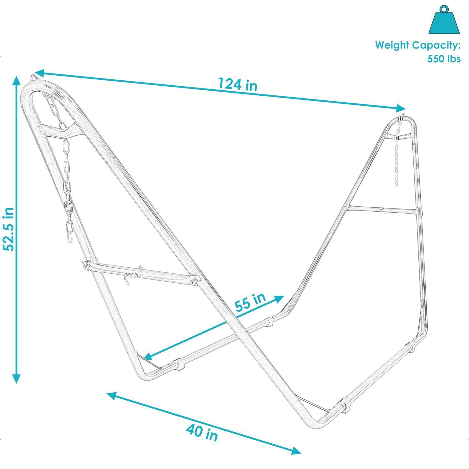 Ultimate Patio Steel Universal Multi-Use Hammock Stand - Blue - Dimensions thumbnail
