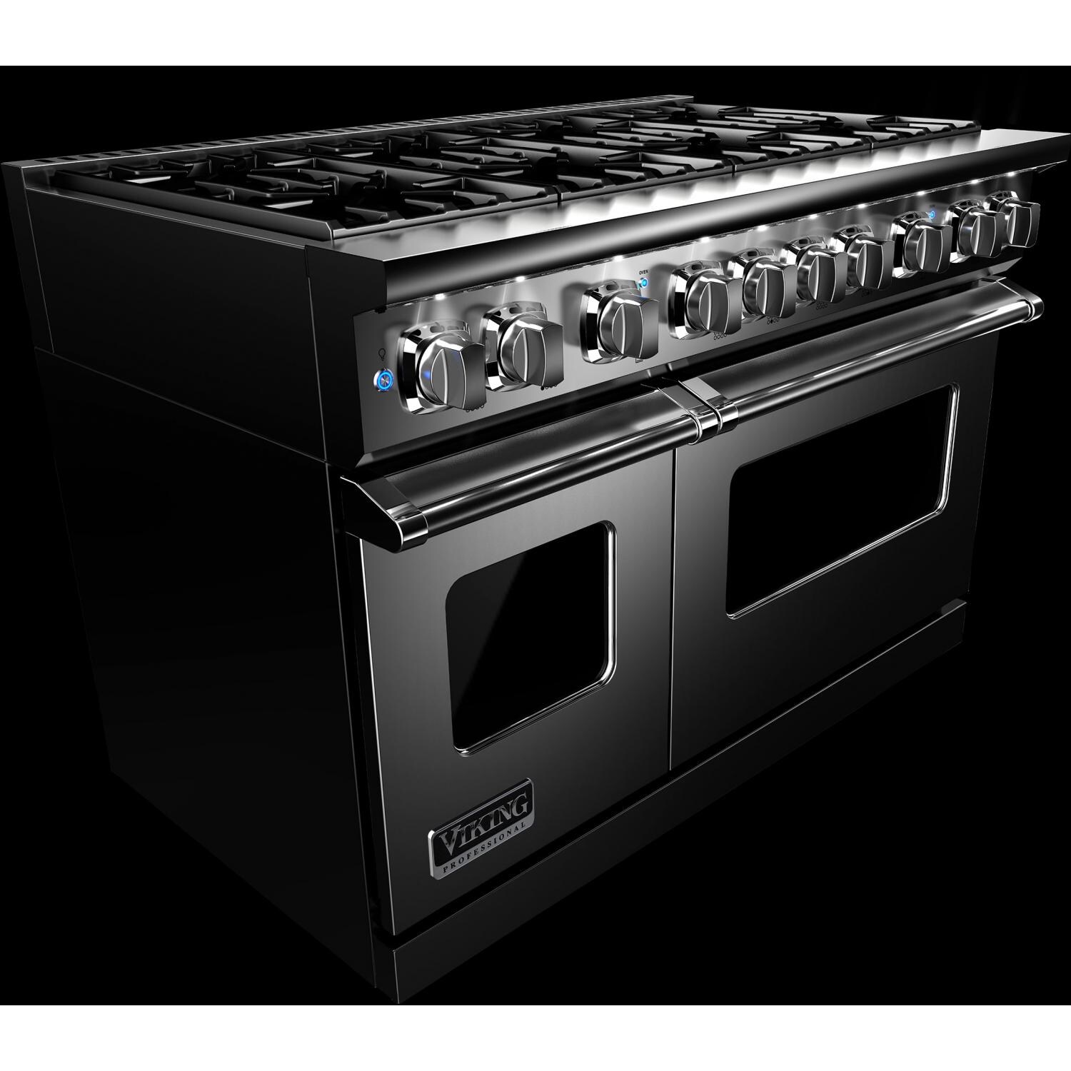 Viking Professional 7 Series 48-Inch 8 Burner Natural Gas Dual Fuel Range - Stainless Steel - VDR7488BSS - 3-Quarter View thumbnail