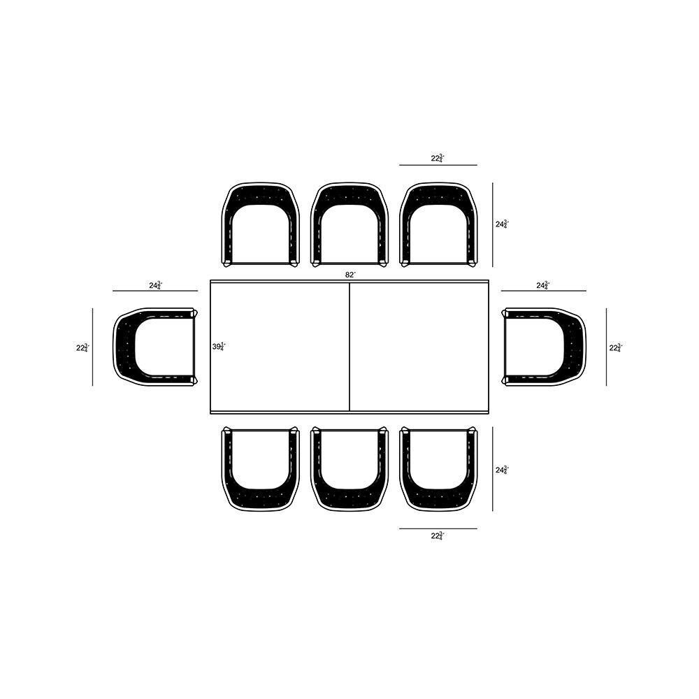 Chloe Bay 9 Pc Aluminum Extendable Dining Set in Black/Concrete by Lakeview - Dimensional 2 thumbnail