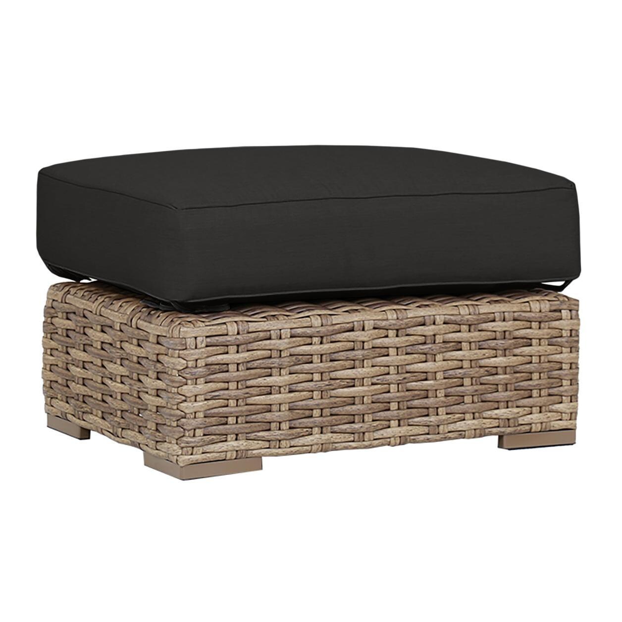 Havana Wicker Ottoman in Tobacco/Spectrum Carbon by Sunset West - White Background thumbnail