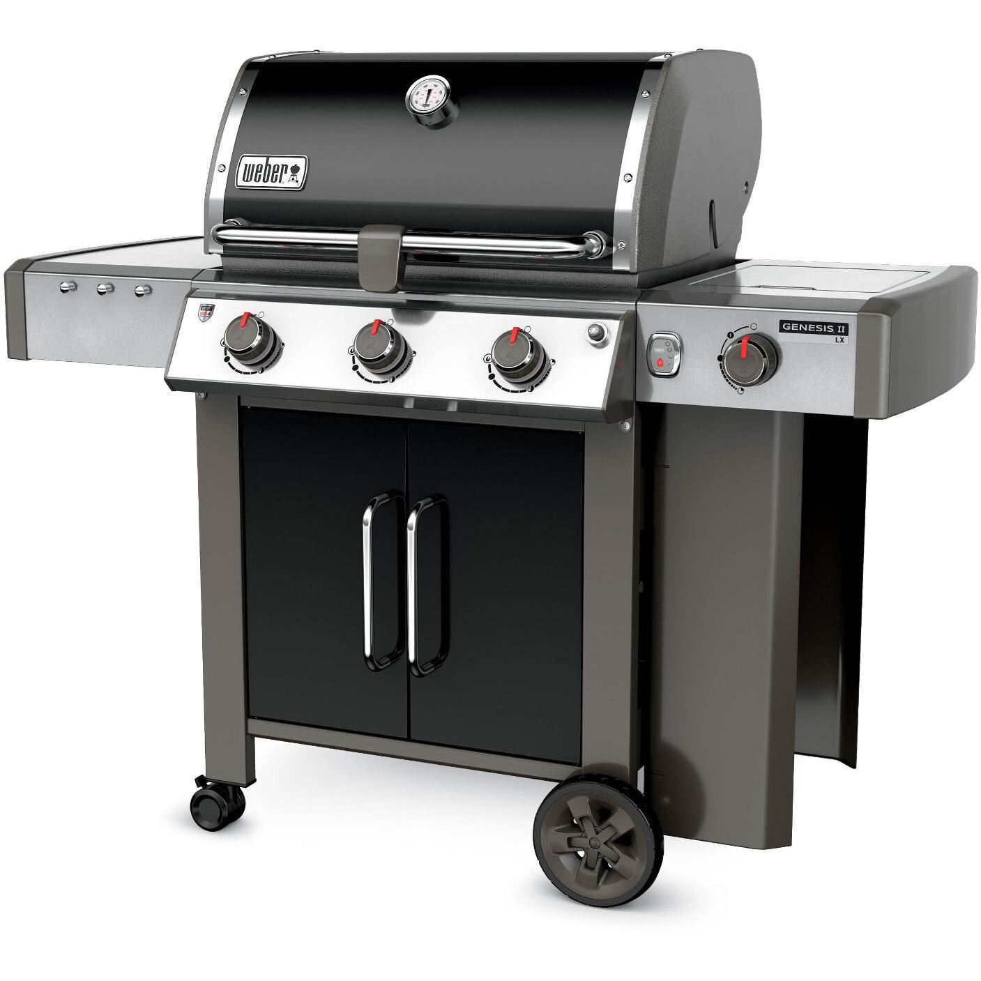 er Genesis II LX E340 Propane Gas Grill With Side Burner Black