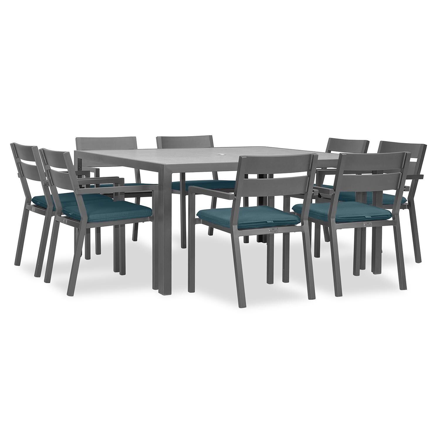 Calm Bay 9 Pc Square Dining Set in Slate/Cast Lagoon by Lakeview - White Background 2 thumbnail