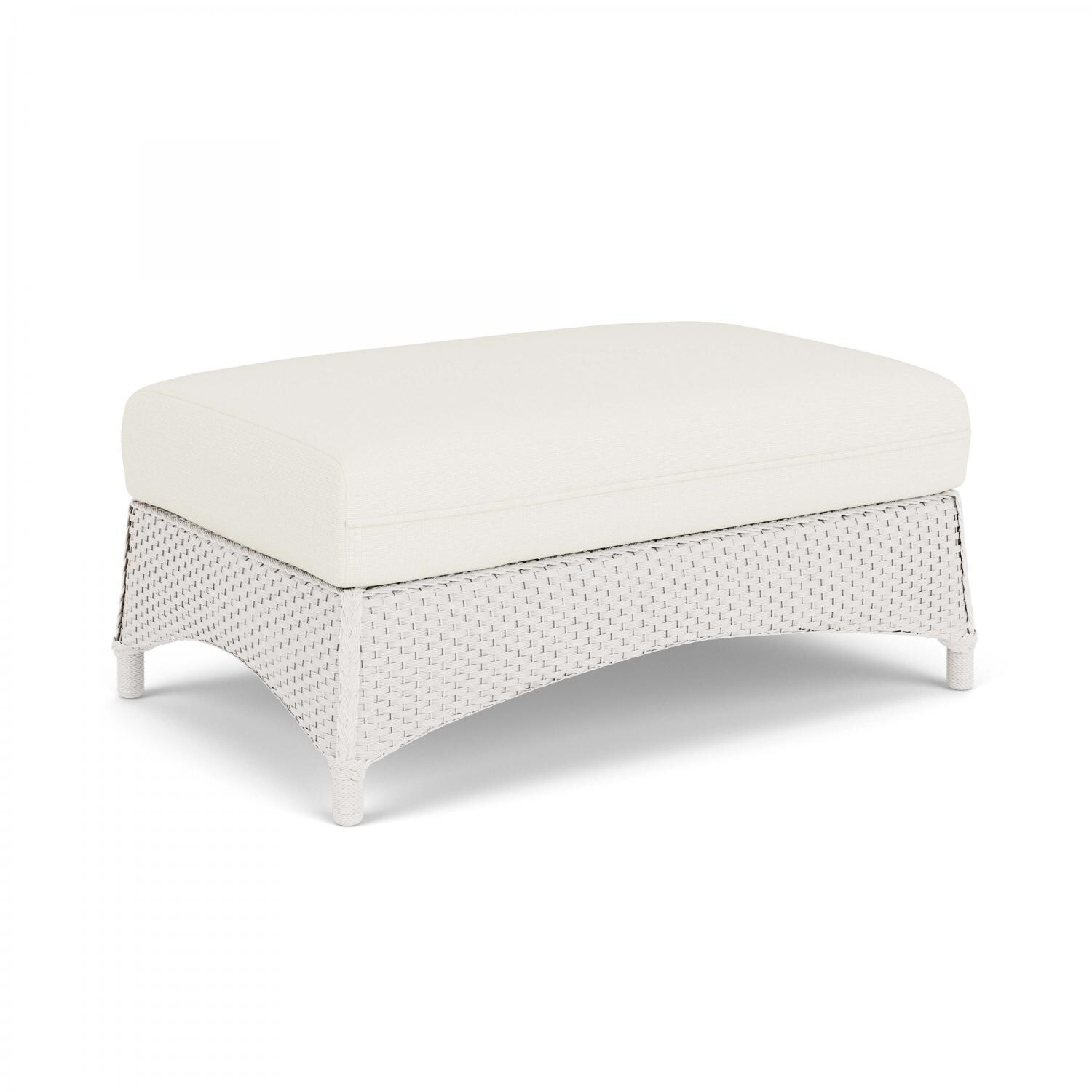 Lloyd Flanders Mandalay Large Ottoman in White Finish with Sailcloth Salt fabric - Angled thumbnail