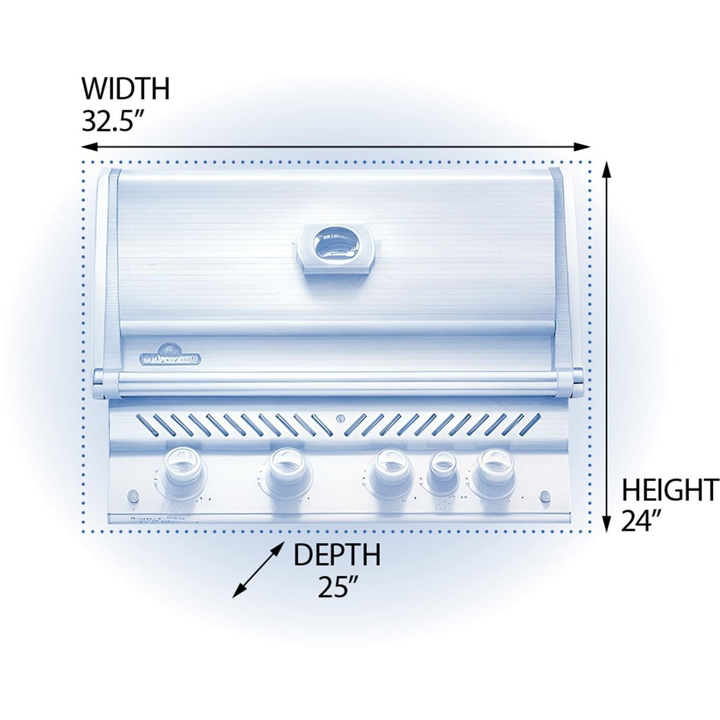 Napoleon BIPRO500RBNSS-3 Prestige PRO 500 Built-in Natural Gas Grill with Infrared Rear Burner (2019) - Dimensions - Diagram thumbnail