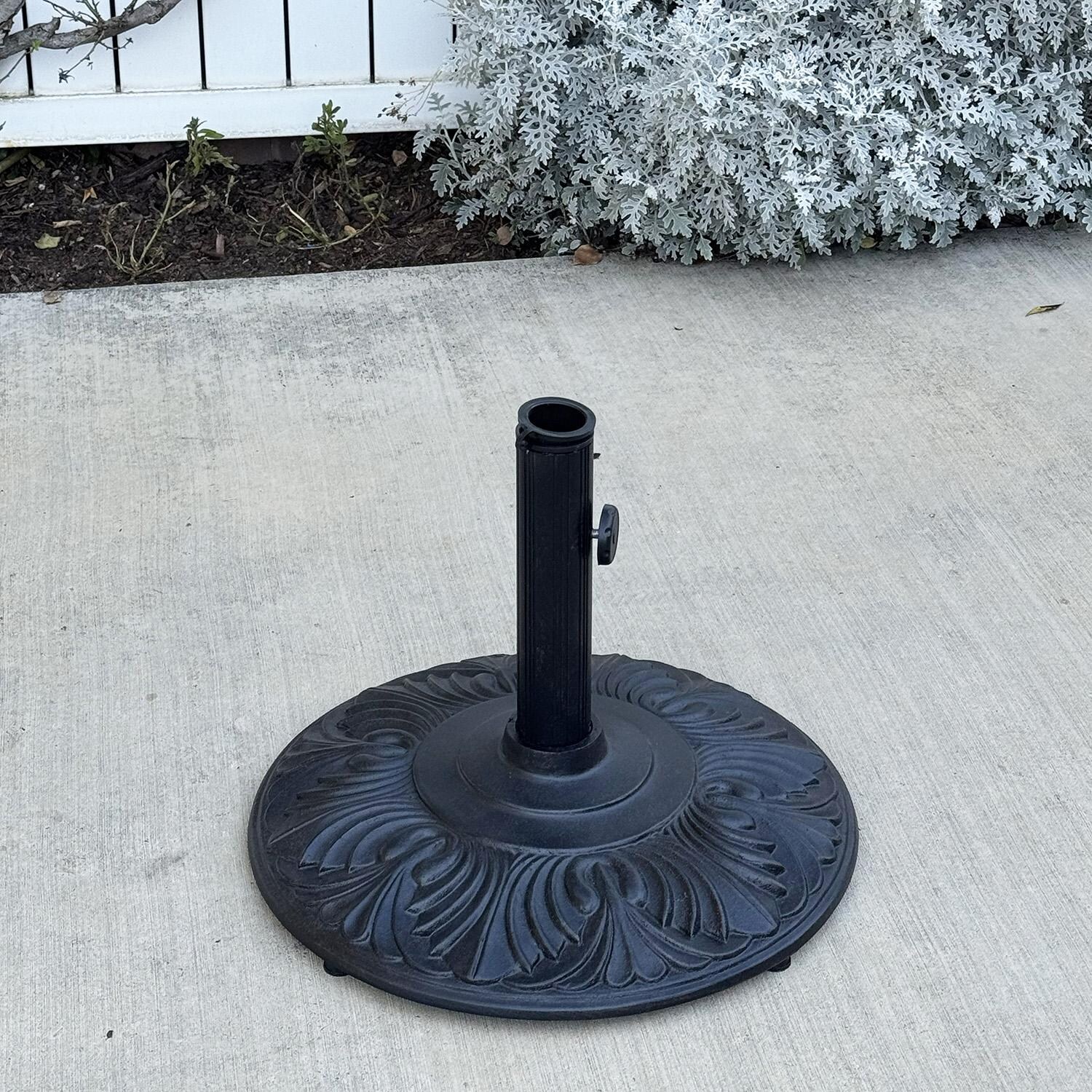 darlee patio umbrellas 50 Lb Amazon Cast Iron Umbrella Base : BBQGuys iron base with cast aluminum cover Outdoor Living Darlee Patio Furniture