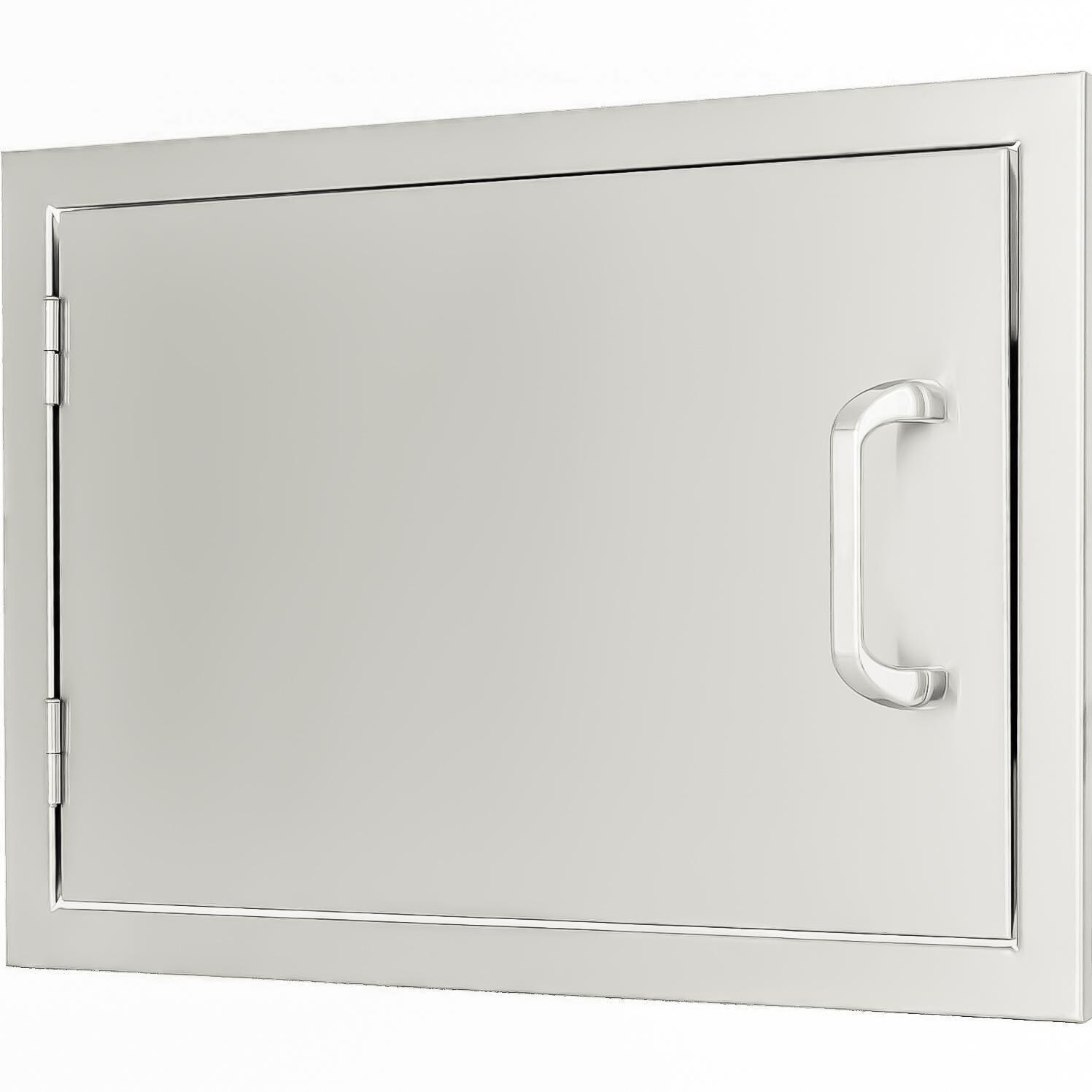 bbqguys signature series 24 inch stainless steel left hinged single access door horizontal