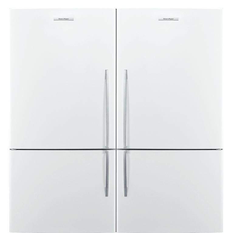 Fisher Paykel Dual 17.6 Cu. Ft. Bottom Freezer Counter Depth Refrigerators W/ Curved Door - White - E522BLE5 & E522BRE5 thumbnail