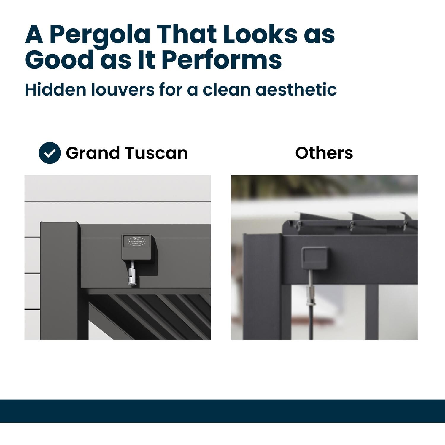 Paragon Outdoor PRGRT-1012GY Grand Tuscan 10' x 12' Slate Gray Aluminum Louvered Pergola - Comparison - Detail thumbnail