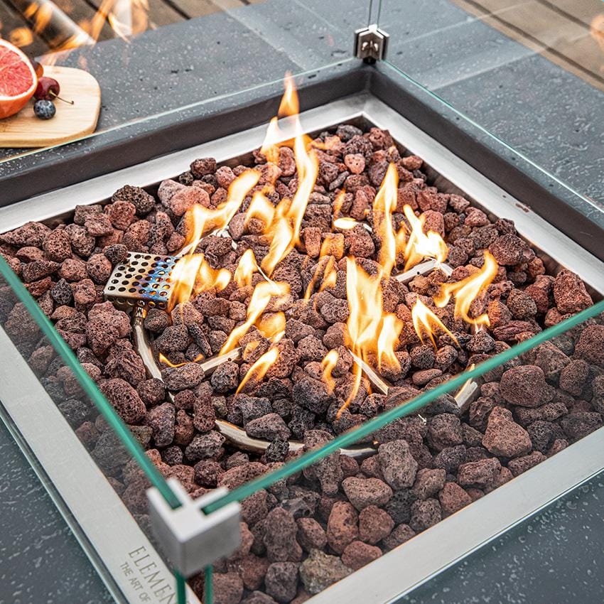 バーベキュー・調理用品 magma glass DIA Tumblr iron gray Manhattan 36-in Square Concrete Natural Gas Fire Pit in Dark Gray