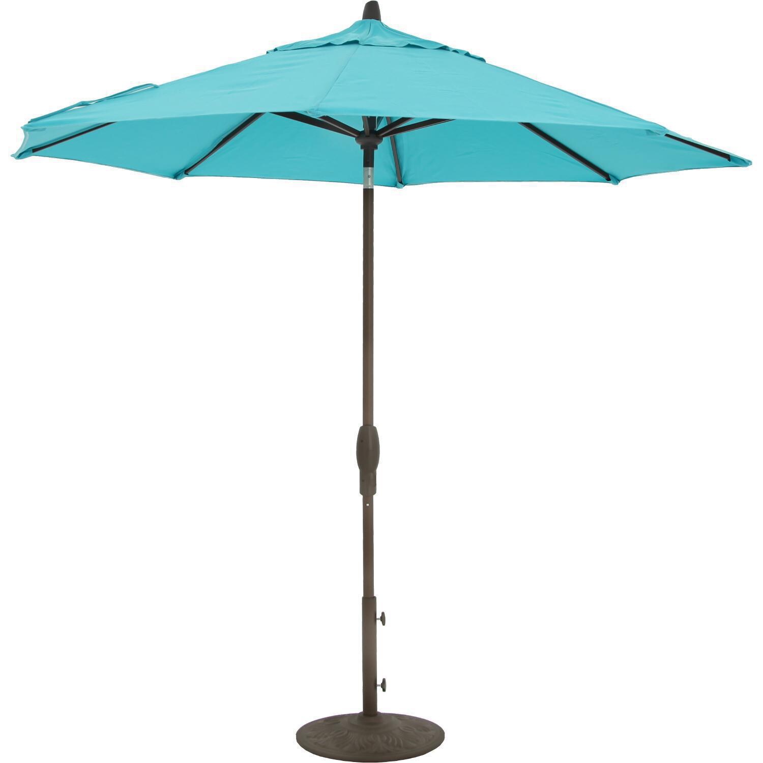 9 Ft. Octagonal Aluminum Auto Tilt Patio Umbrella W/ Crank Lift & 50 Lb. Moderna Base By Lakeview Outdoor Designs - Bronze Frame / Sunbrella Canvas Aruba Canopy thumbnail