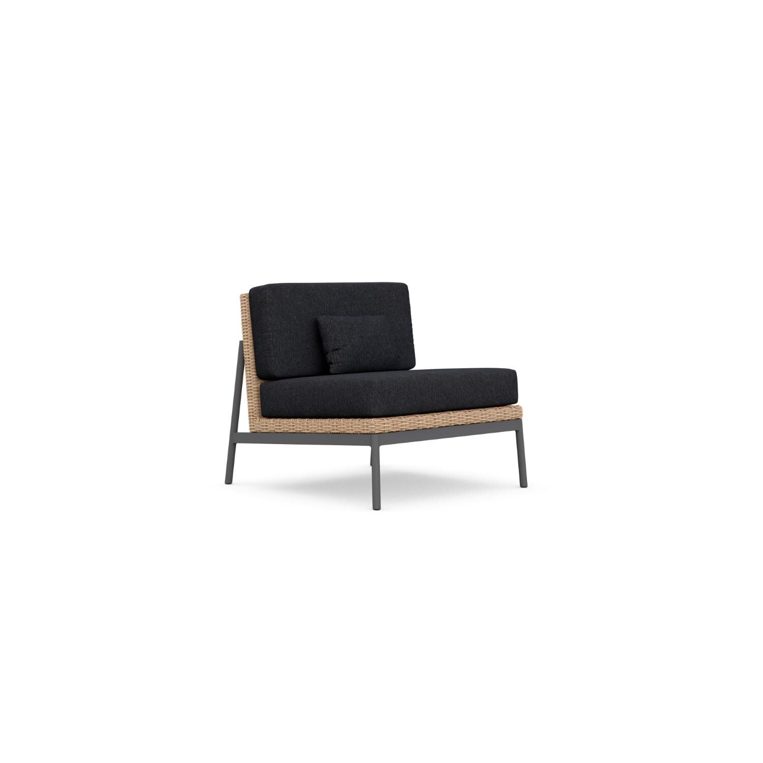 Azzurro Living TER-W03S1-CU Terra Wicker Club Chair in Natural/Midnight - Angled - White Background thumbnail