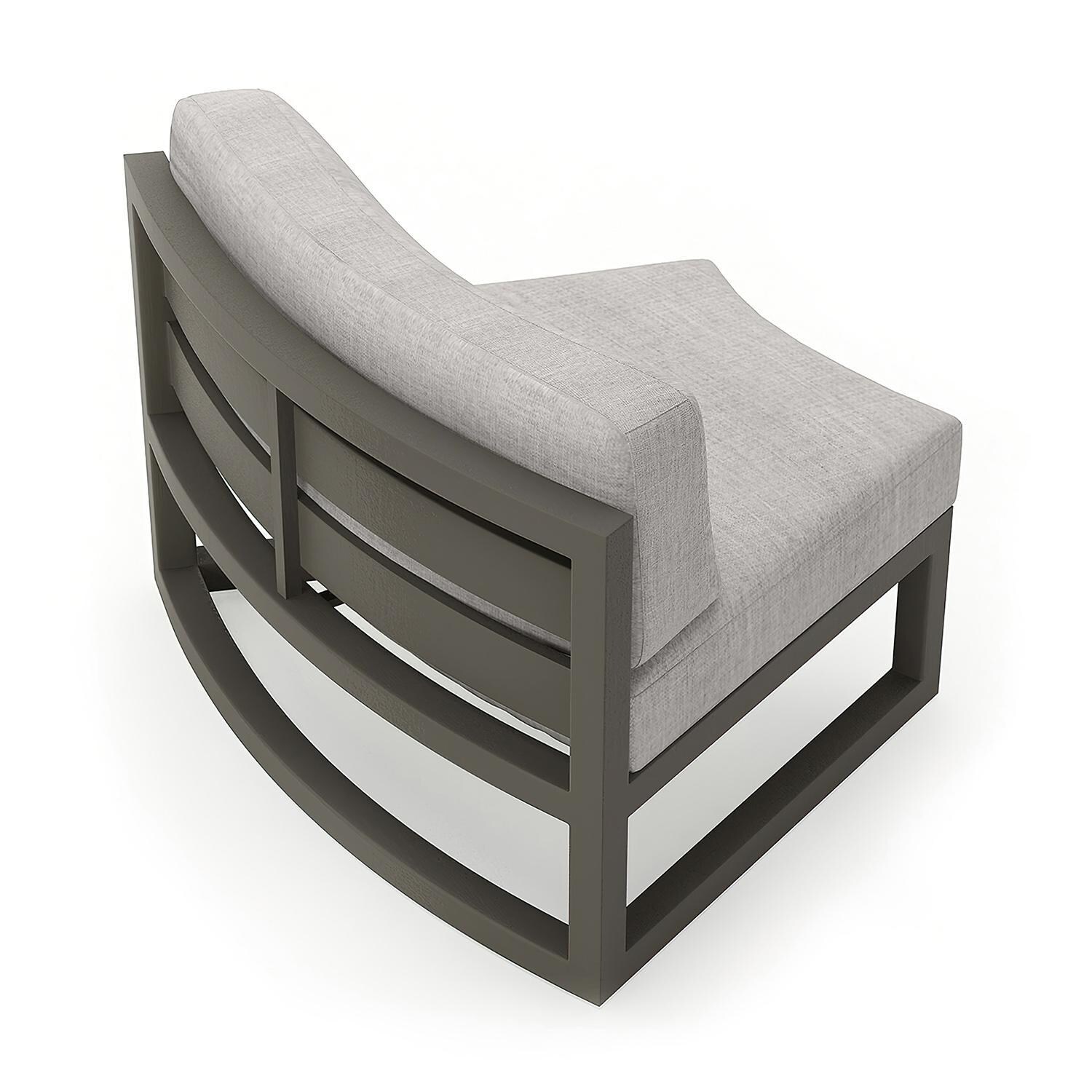 Misty Cove 2 Piece Aluminum Curve Club Chair in Slate w/Cast Silver Cushions by Lakeview - Back Angle View - White Background thumbnail