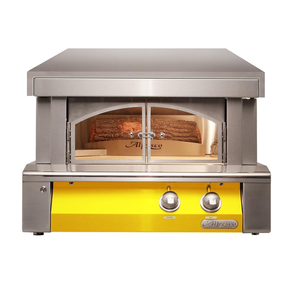 Alfresco 30-Inch Freestanding Countertop Natural Gas Outdoor Pizza Oven Plus in Traffic Yellow - AXE-PZA-NG-S1023