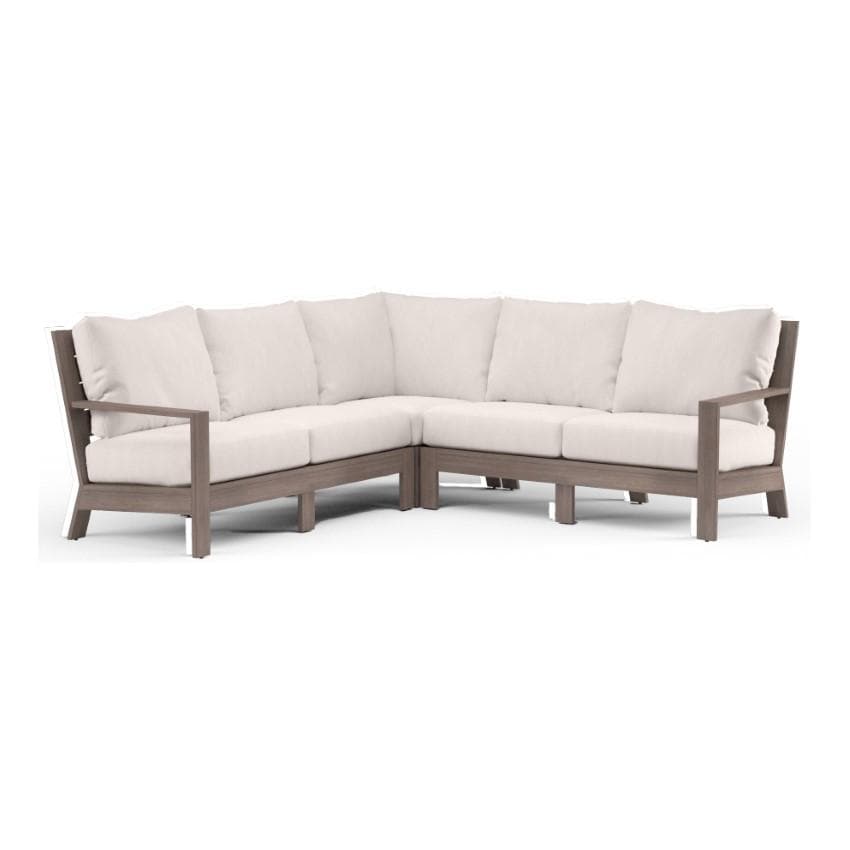 Laguna 5 Person Aluminum Sectional Sofa in Driftwood/Canvas Natural by Sunset West