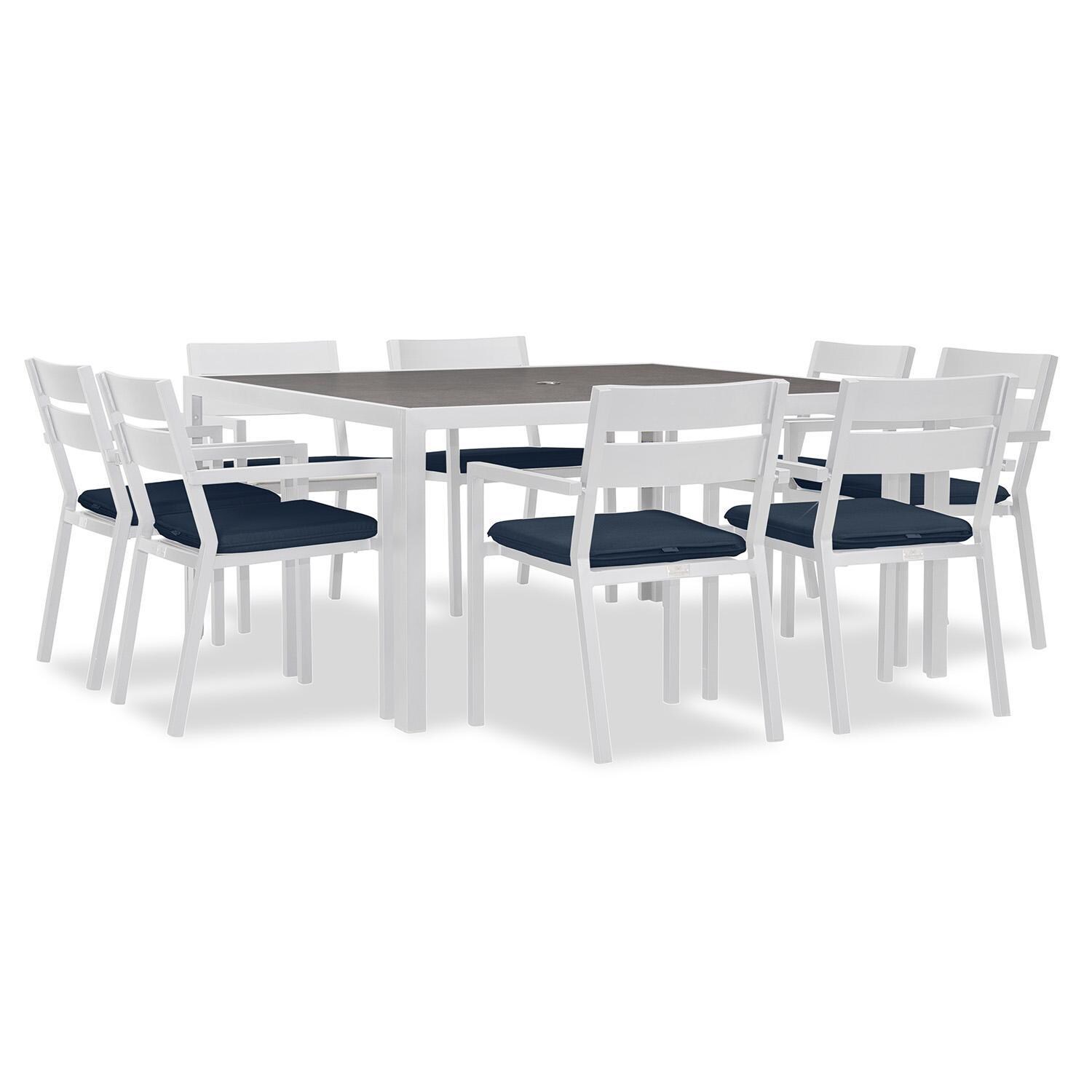 Calm Bay 9 Pc Square Dining Set in White/Spectrum Indigo by Lakeview - White Background 2 thumbnail