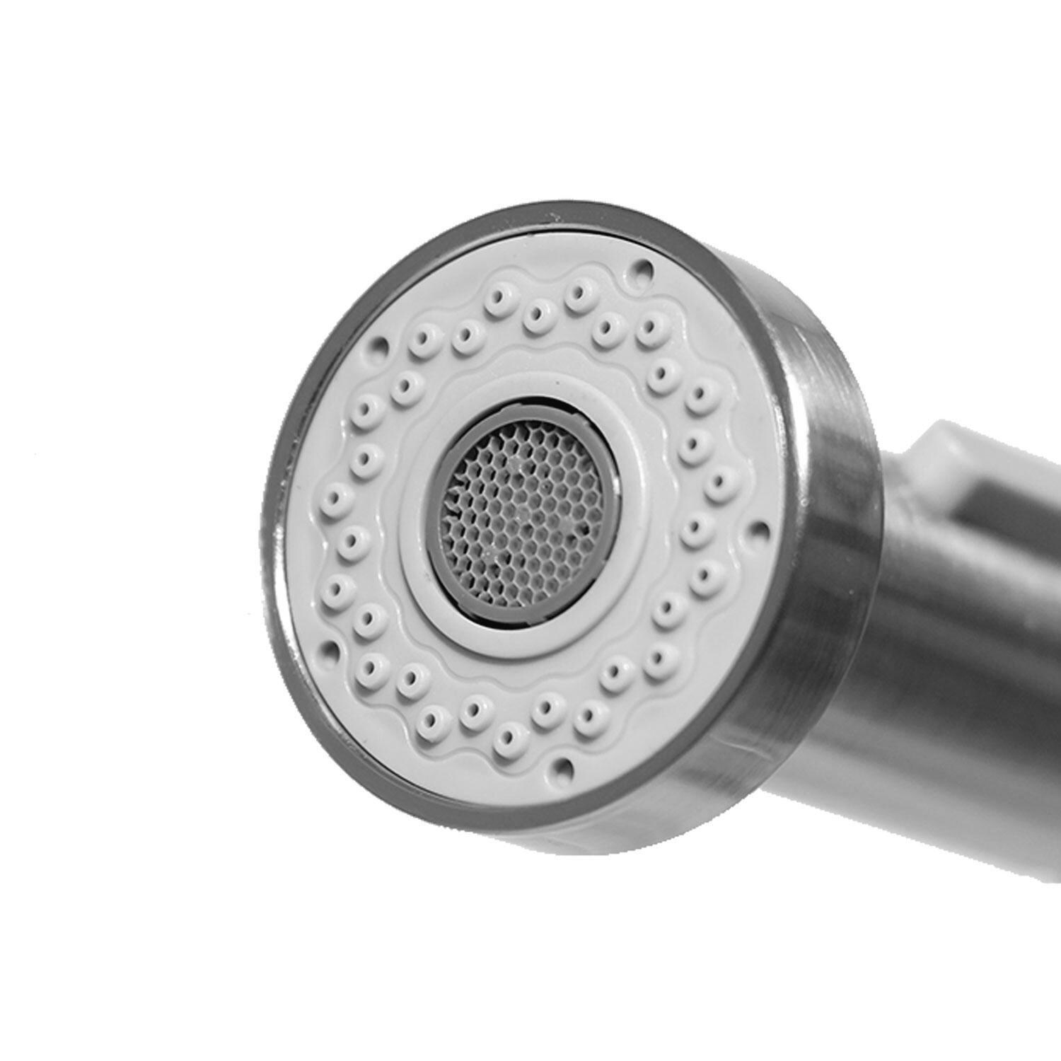 BBQGuys Signature BBQ-K102 Traditional Stainless Steel Outdoor Single Handle Pre-Rinse Coil-Spring Hot/Cold Faucet - Sprayer Outlet Holes thumbnail