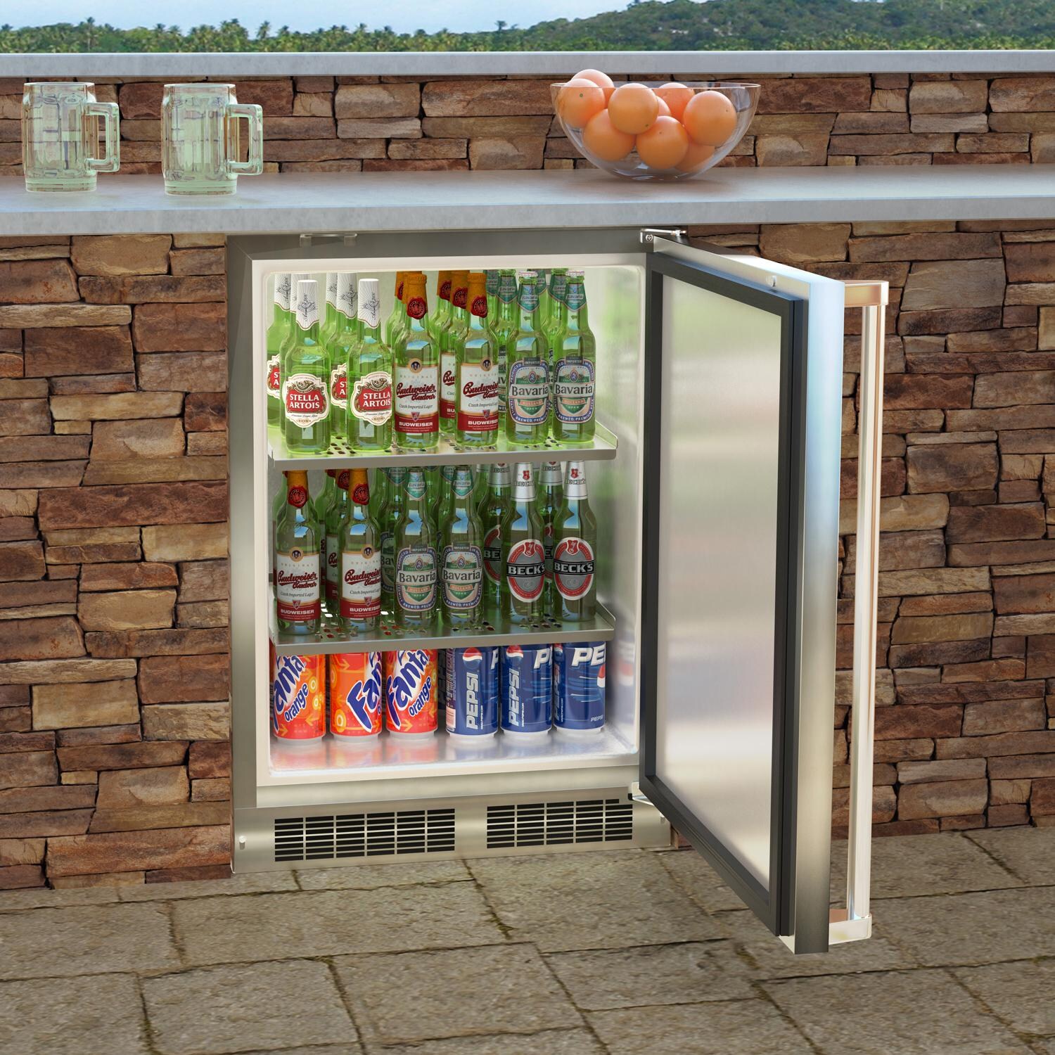 Marvel MORE124SS31A 24-Inch 5.3 Cu. Ft. Outdoor Rated Compact Refrigerator - Built-In Lifestyle View thumbnail