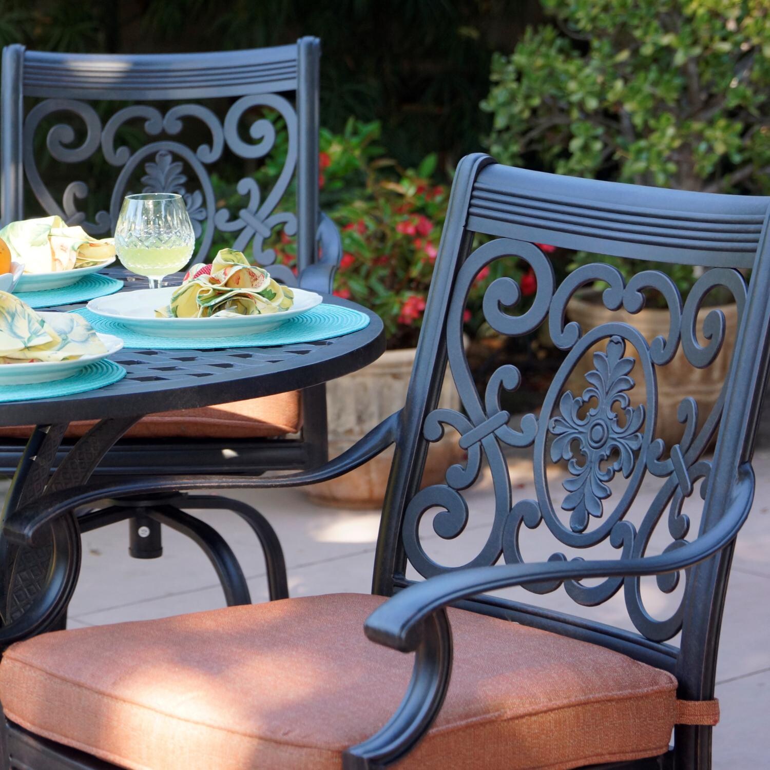 St. Cruz Cast Aluminum Patio Bar Stool W/ Spicy Chili Cushion By Darlee - Back Detail thumbnail