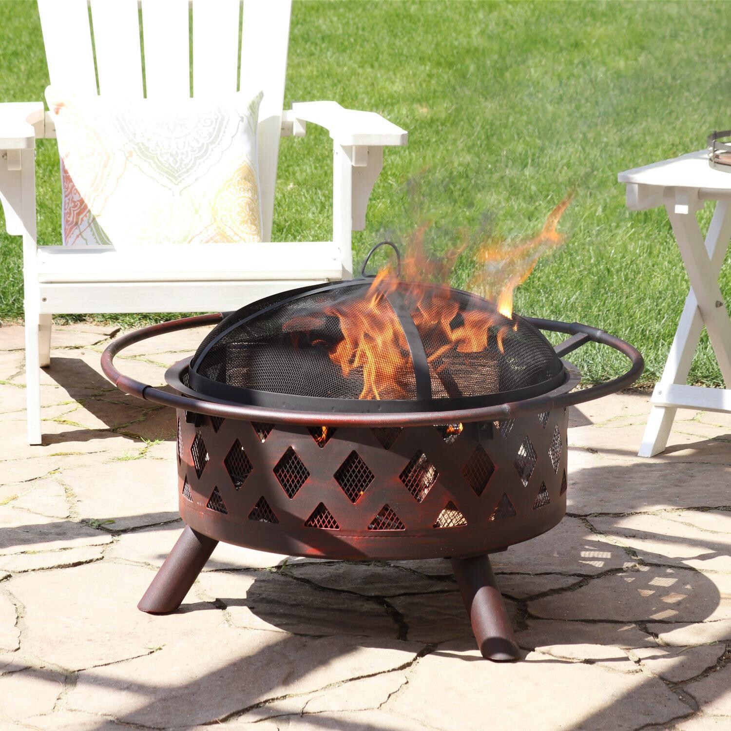 Ultimate Patio 30-Inch Crossweave Steel Wood Burning Fire Pit thumbnail